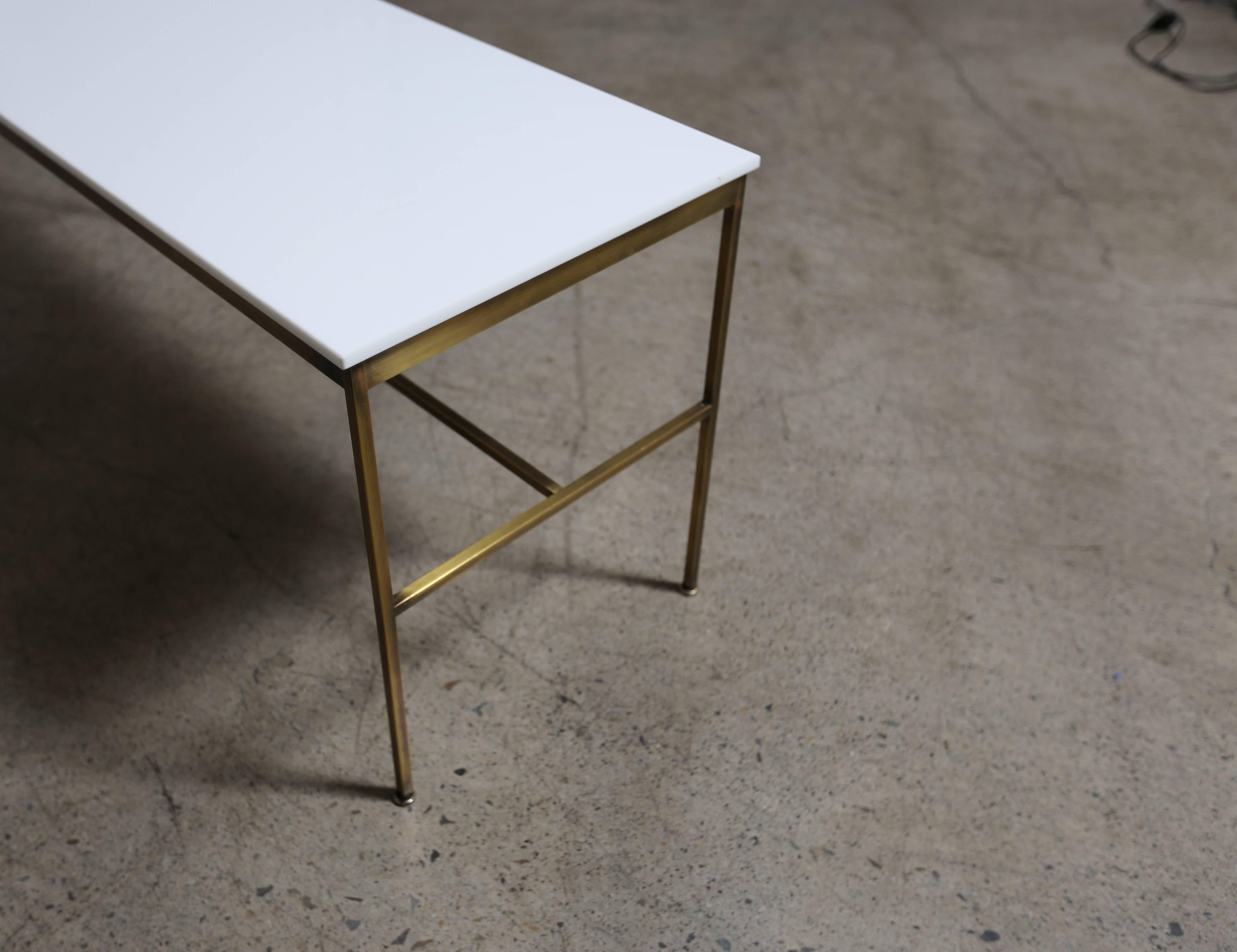 Mid-Century Modern Brass and Vitrolite Console Table by Paul McCobb