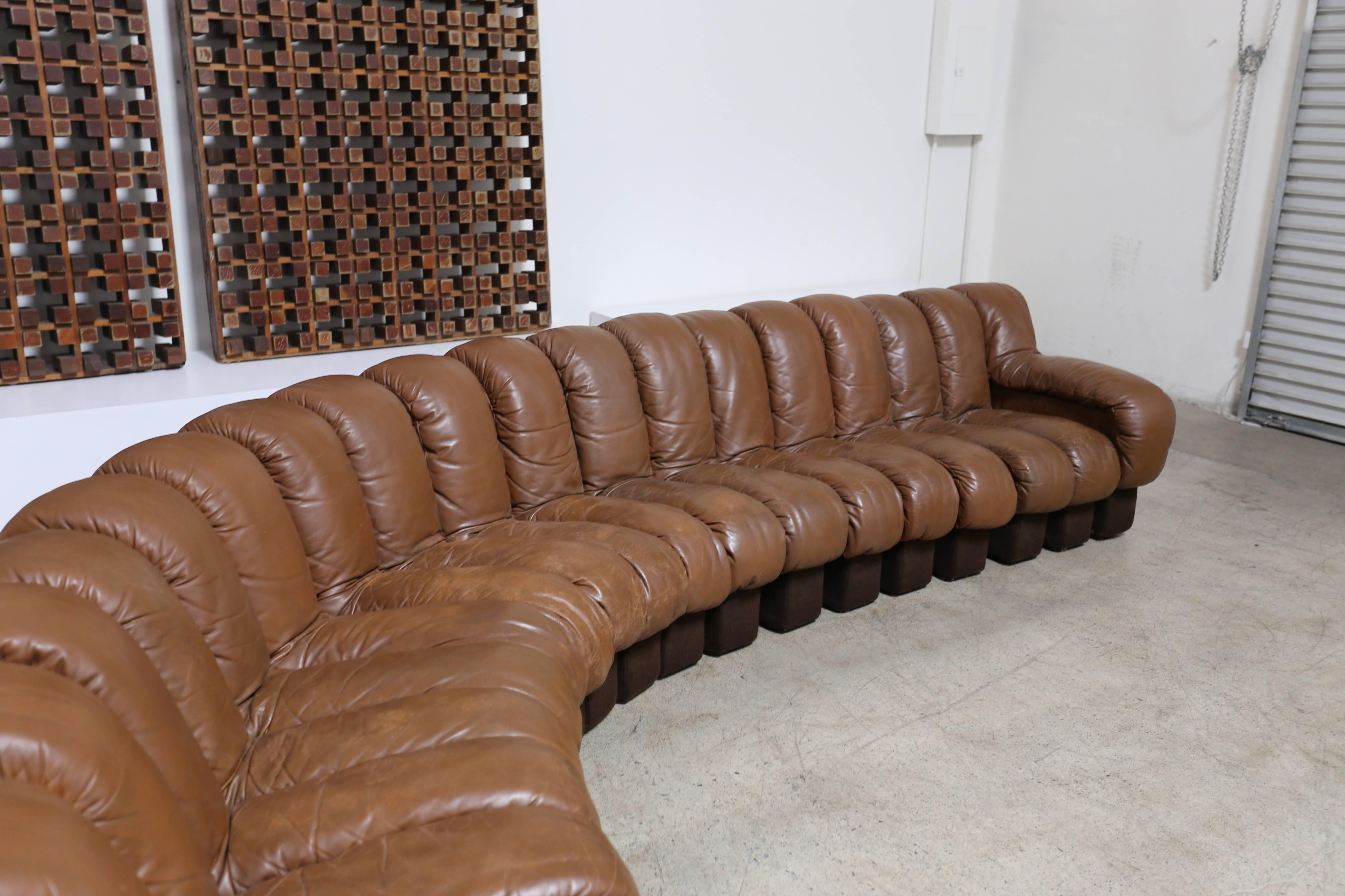 Leather De Sede DS 600 Non Stop 22-Piece Modular Sofa 