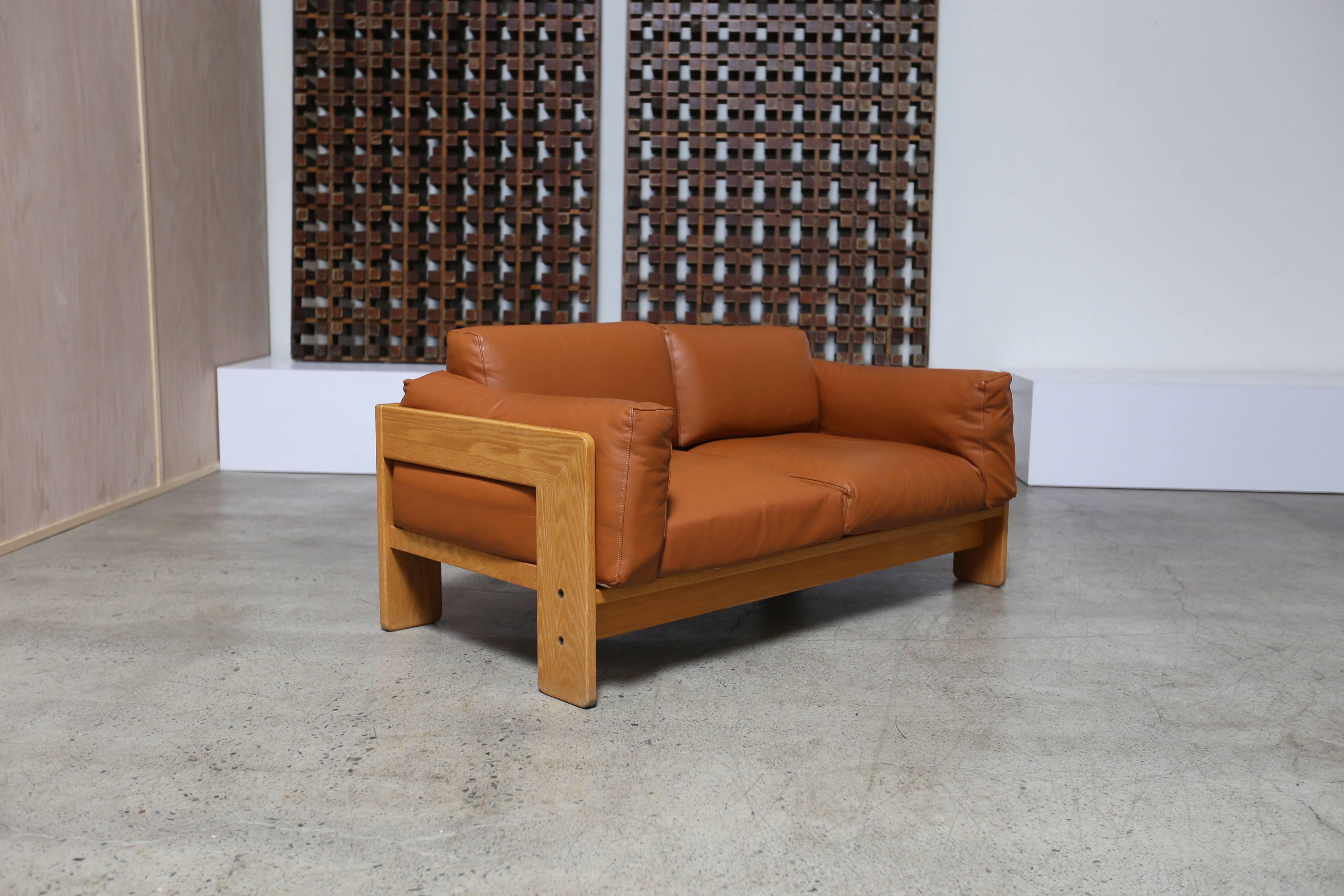 Leather Settee by Tobia Scarpa. Beautiful vintage condition.