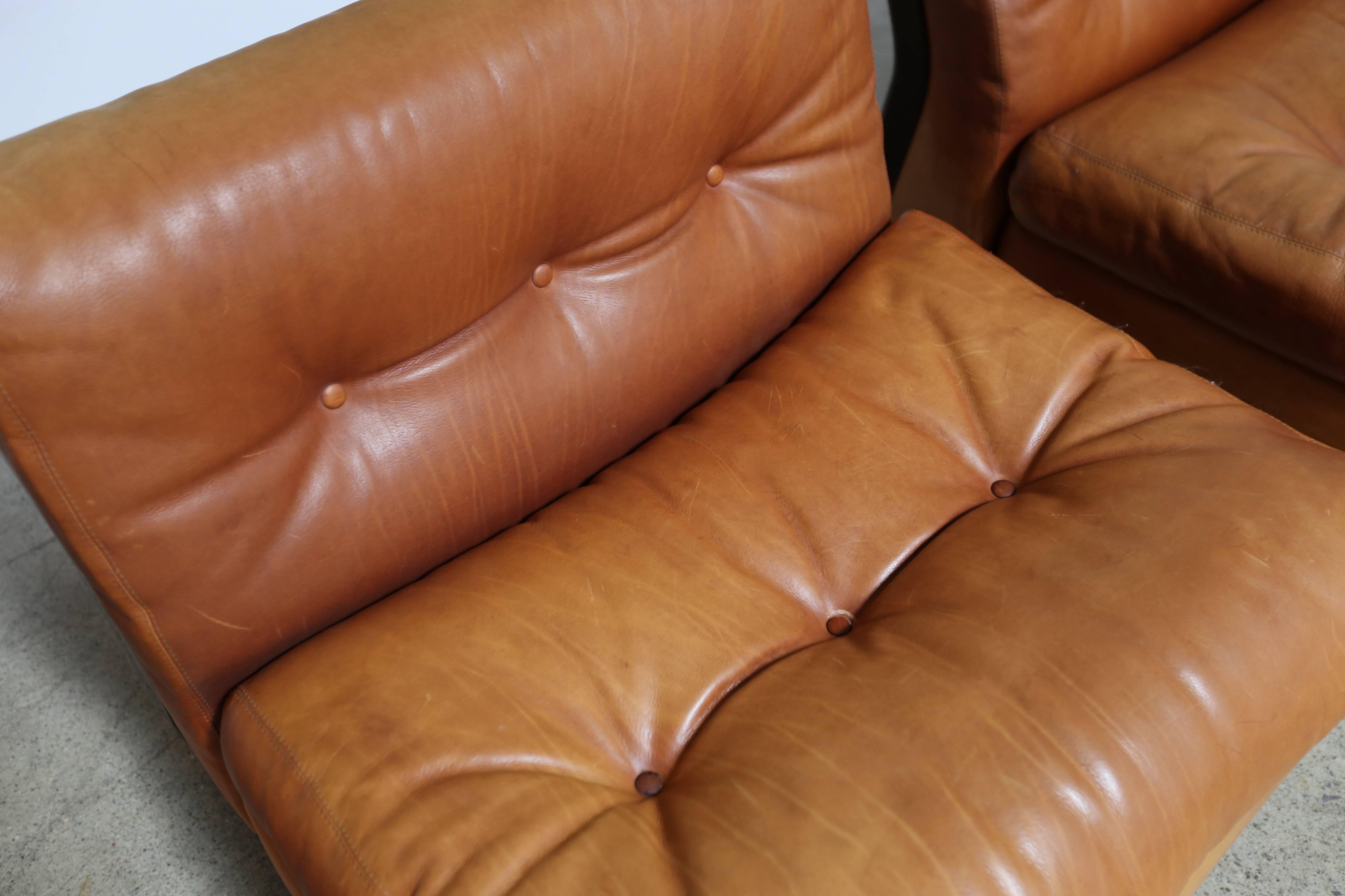 Mid-Century Modern Pair of Leather 