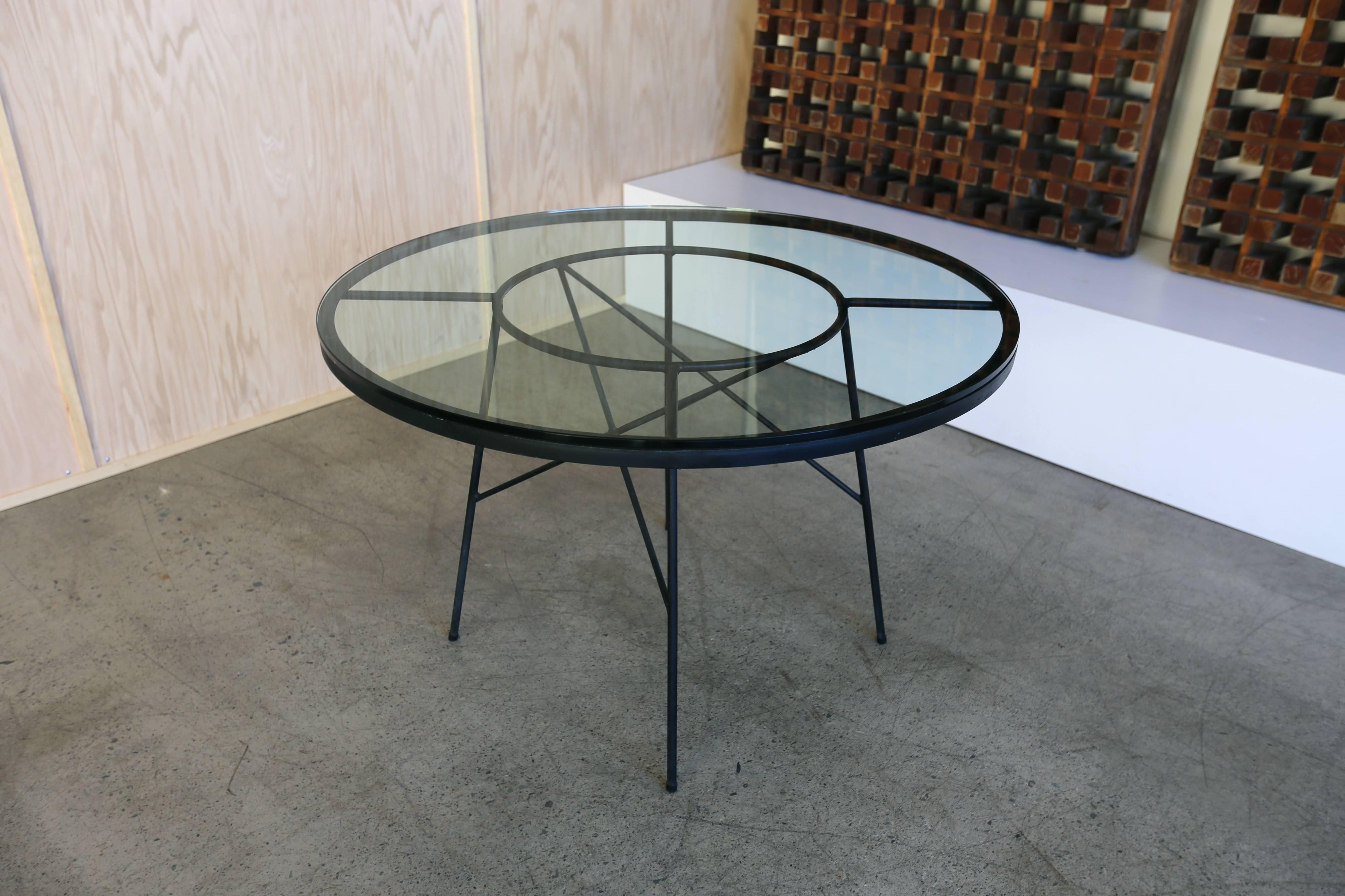 Mid-Century Modern Iron and Glass Dining Table by Paul McCobb for Arbuck