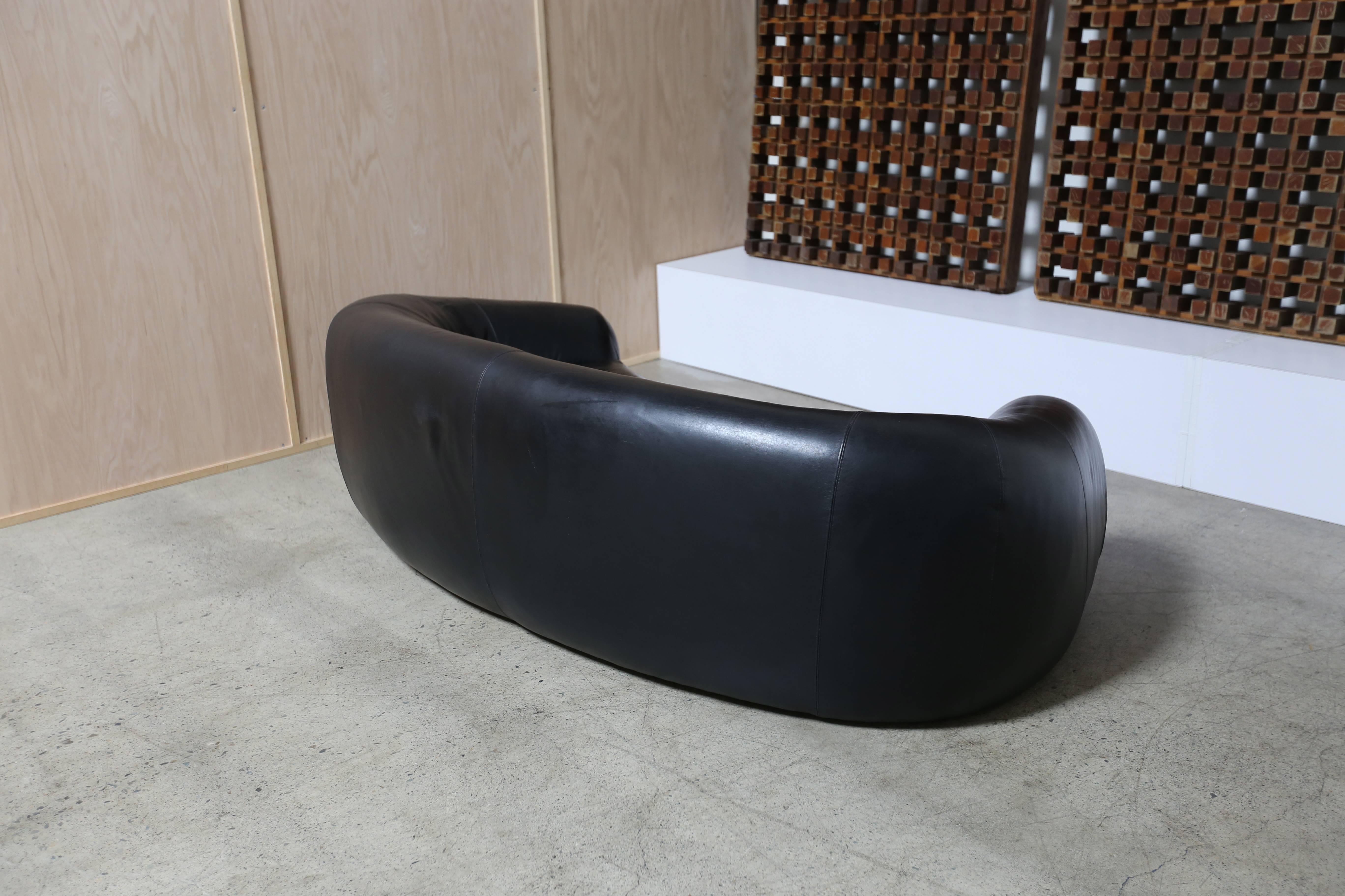 20th Century Curved Leather Sofa by Directional