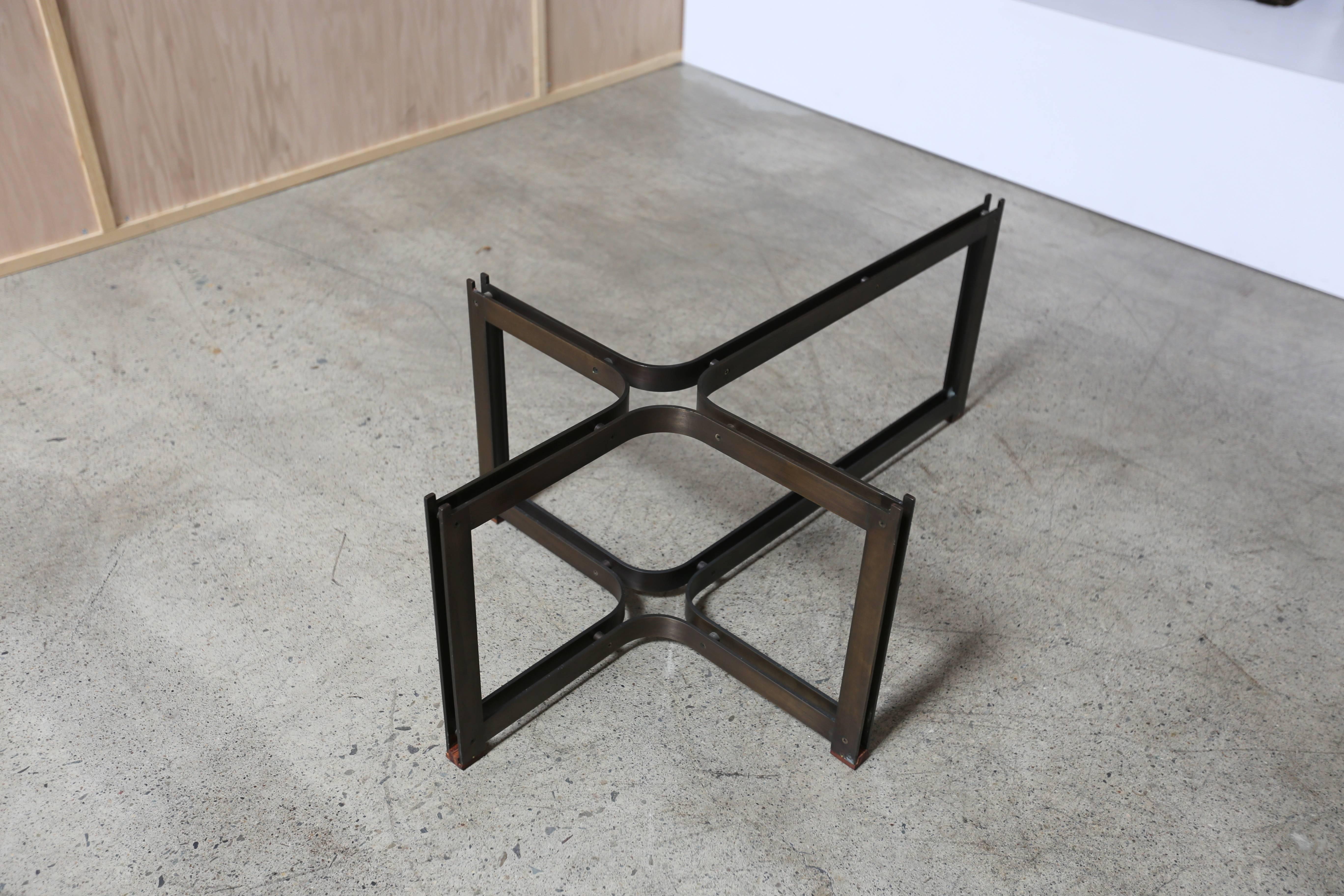 20th Century Bronze, Rosewood and Smoked Glass Coffee Table by Tom Lopinski For Dunbar