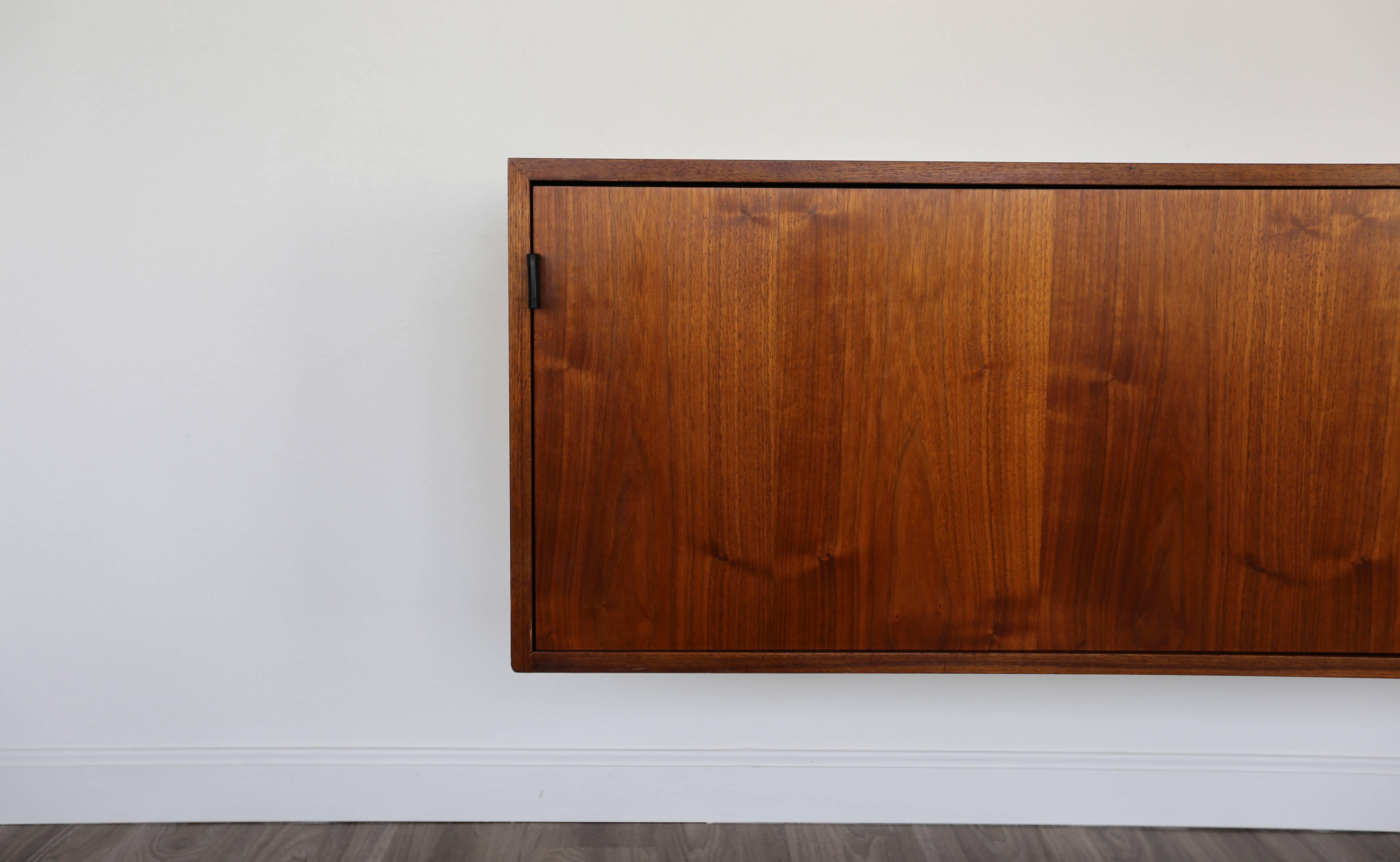 American Walnut Hanging Credenza by Florence Knoll