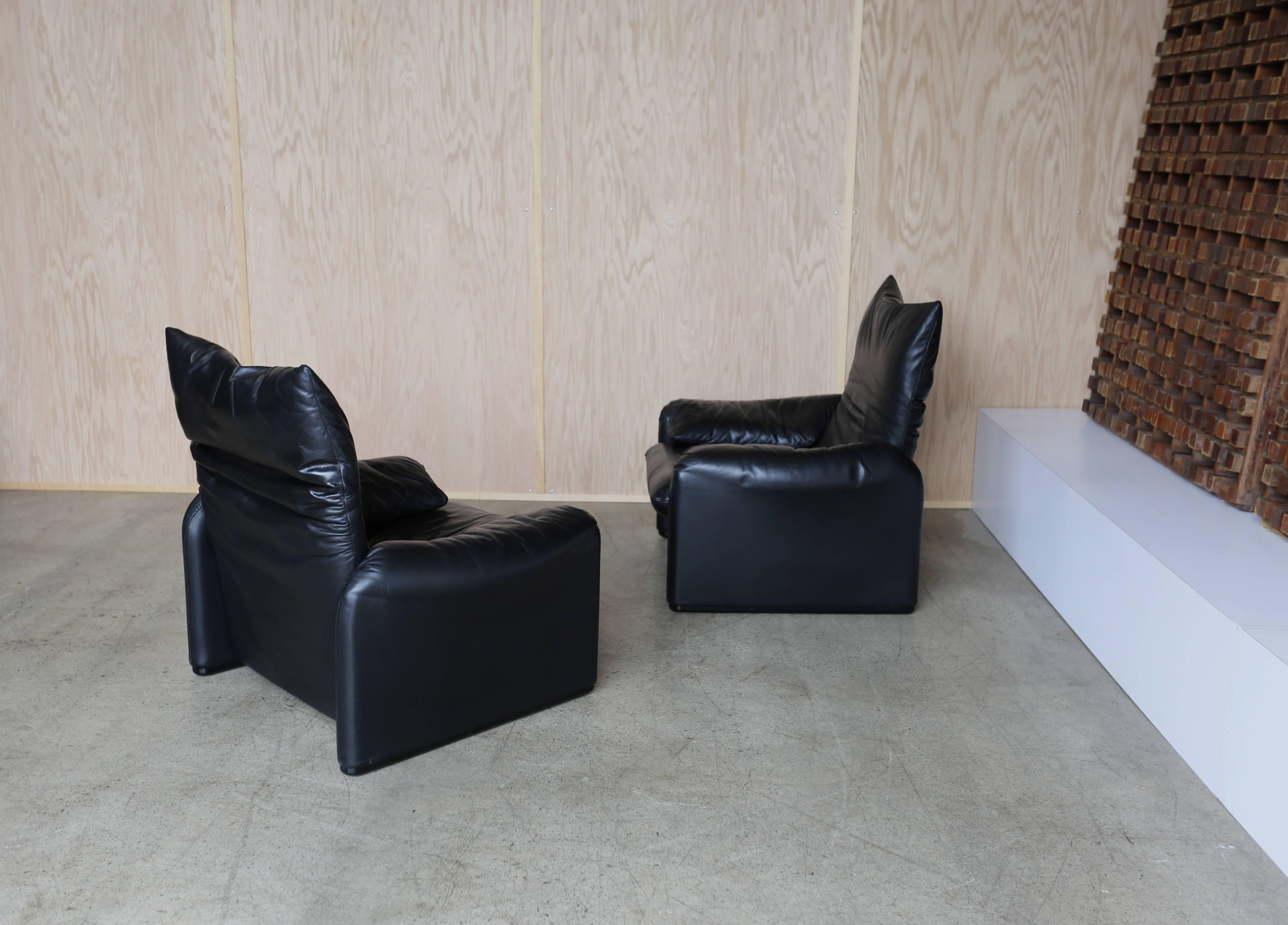 Italian Pair of Black Leather 