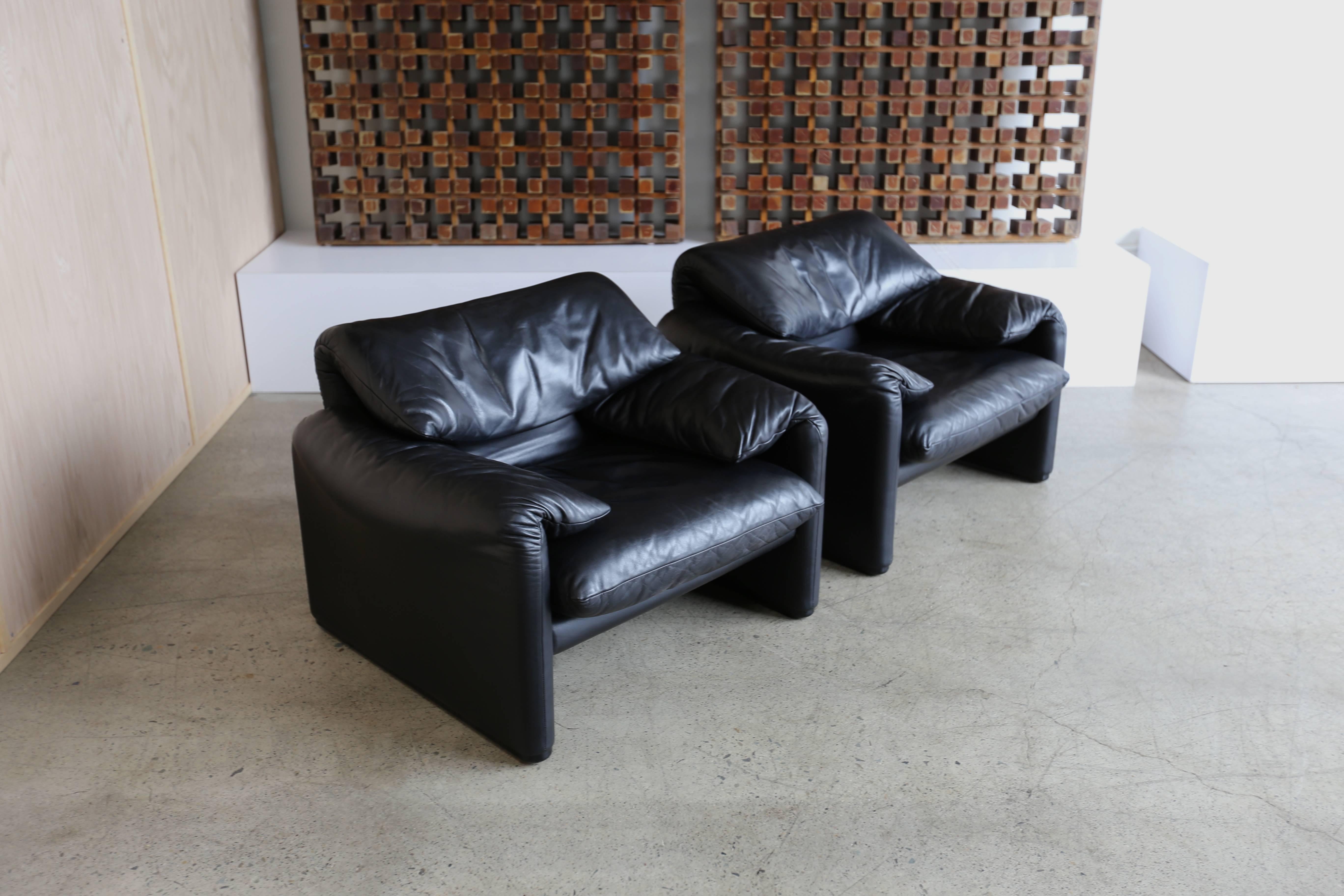 20th Century Pair of Black Leather 
