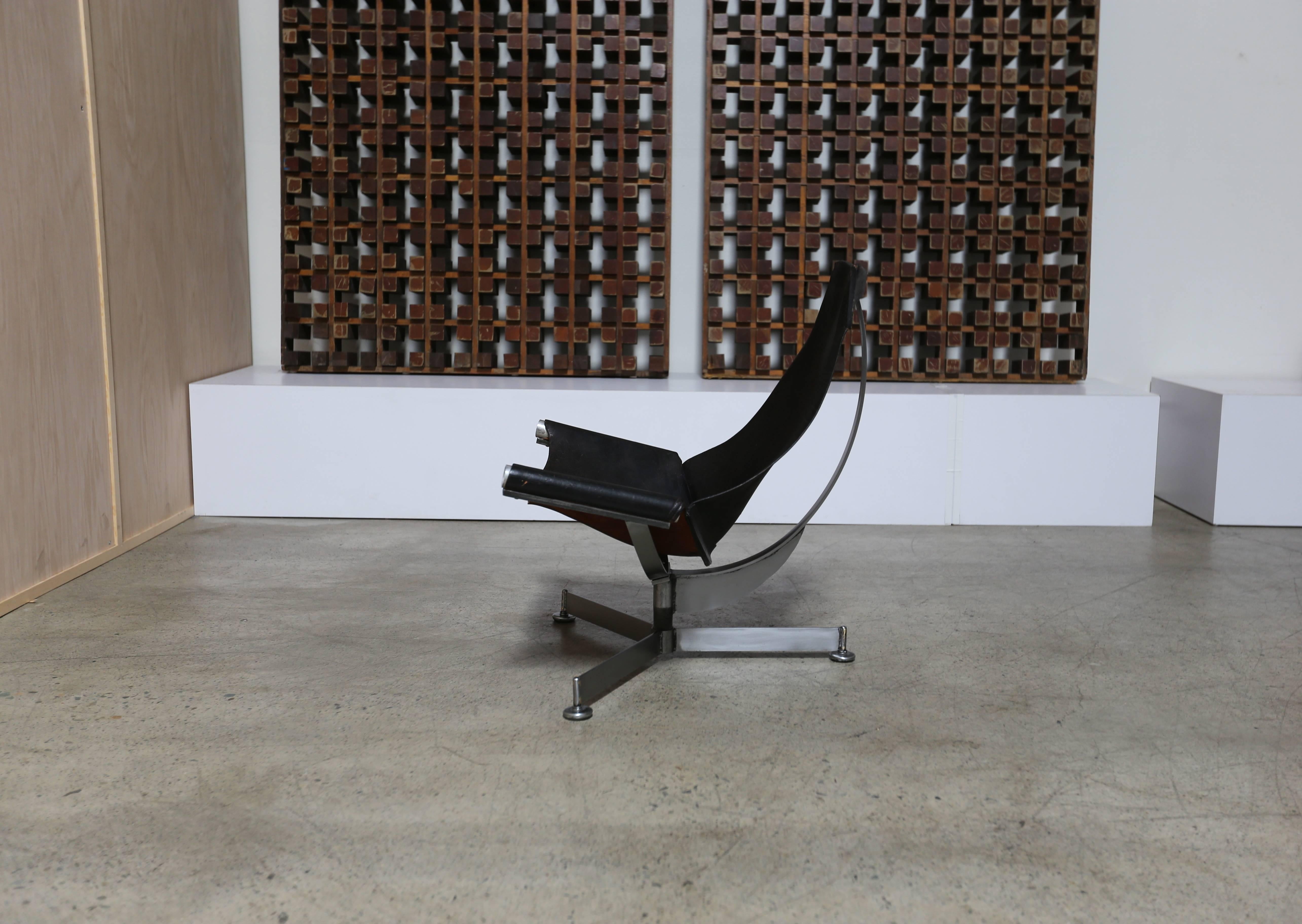 Leather sling lounge chair by Max Gottschalk.