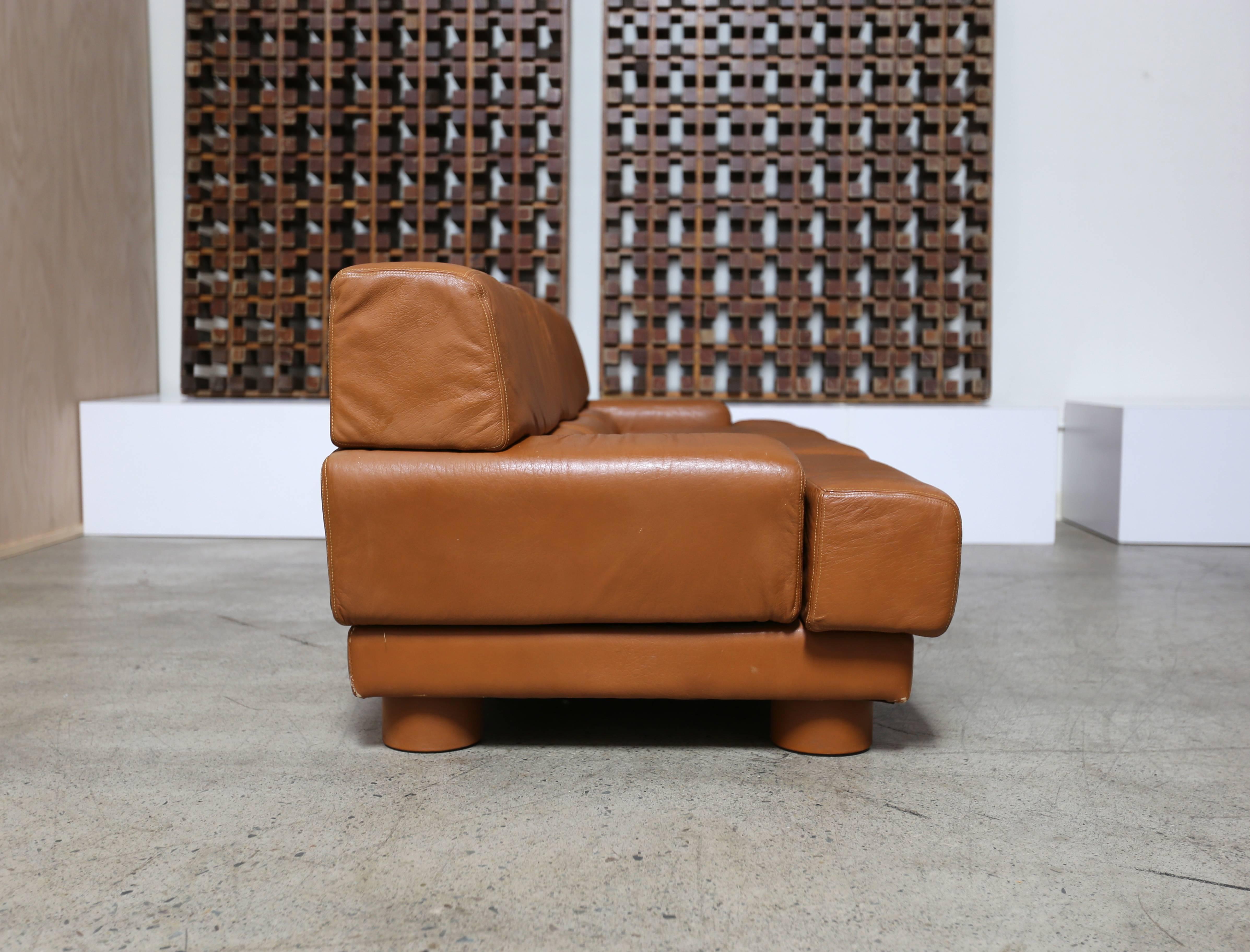 Brazilian Leather Sofa by Percival Lafer