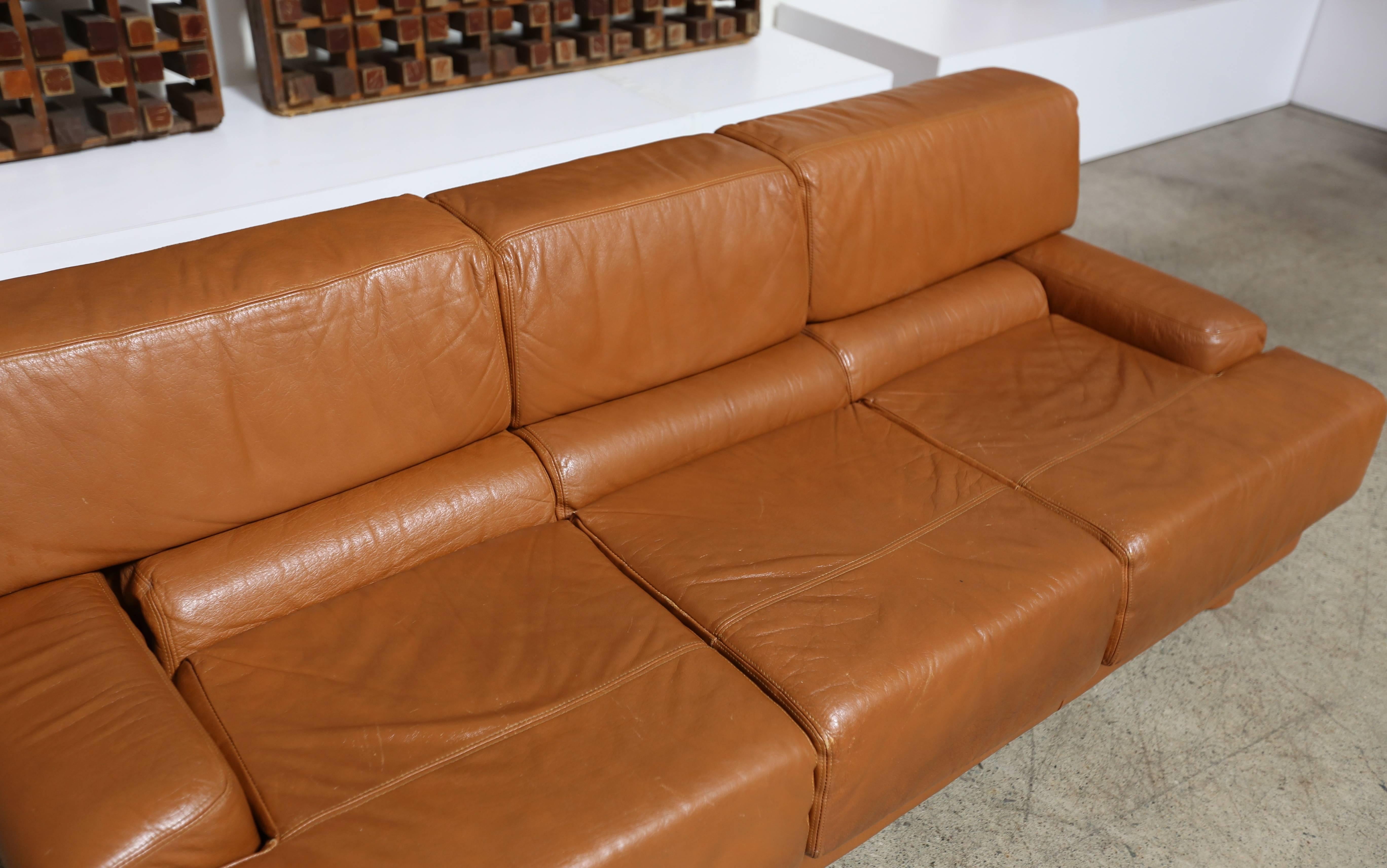 Leather Sofa by Percival Lafer In Good Condition In Costa Mesa, CA
