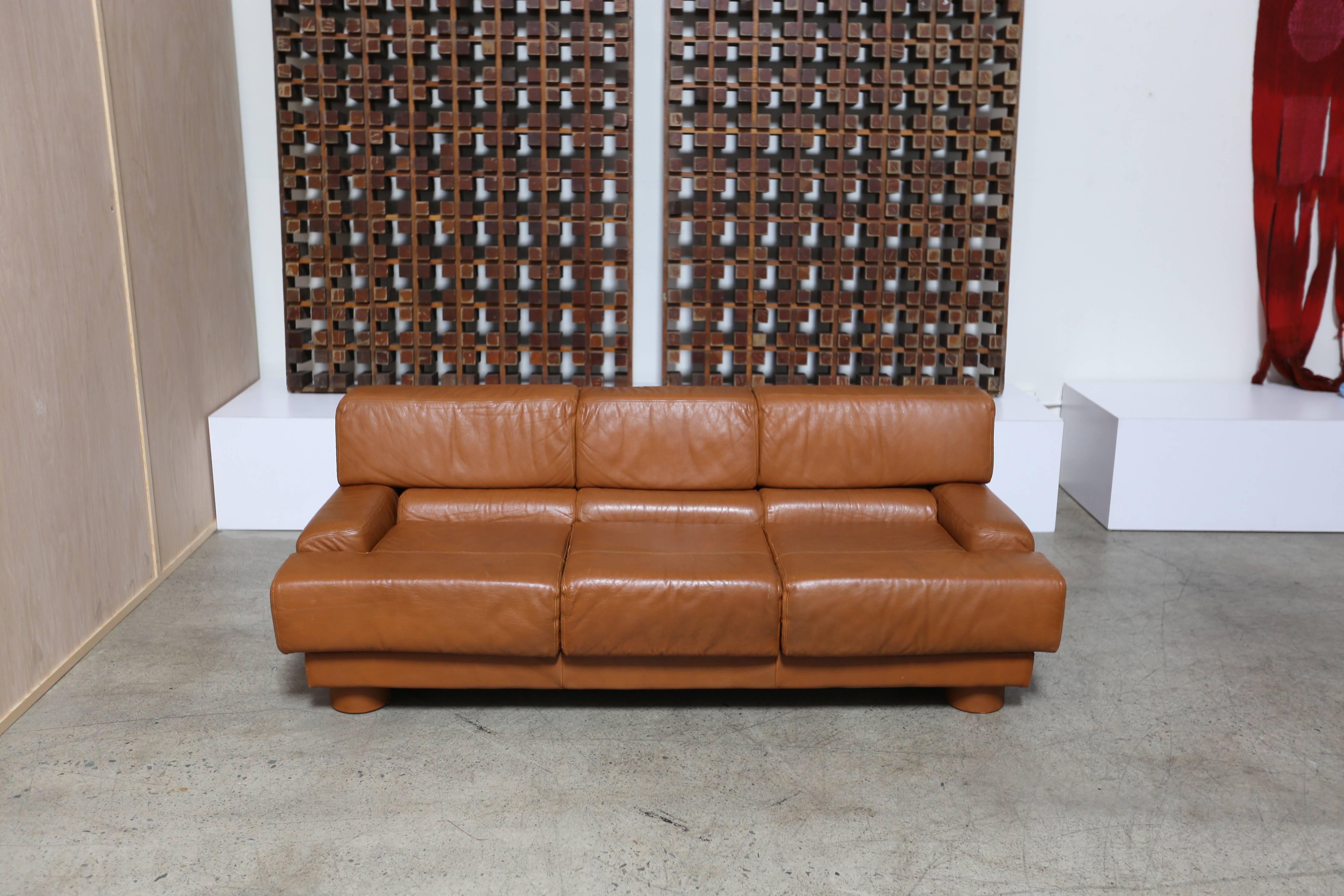 Leather sofa by Percival Lafer, Brazil.