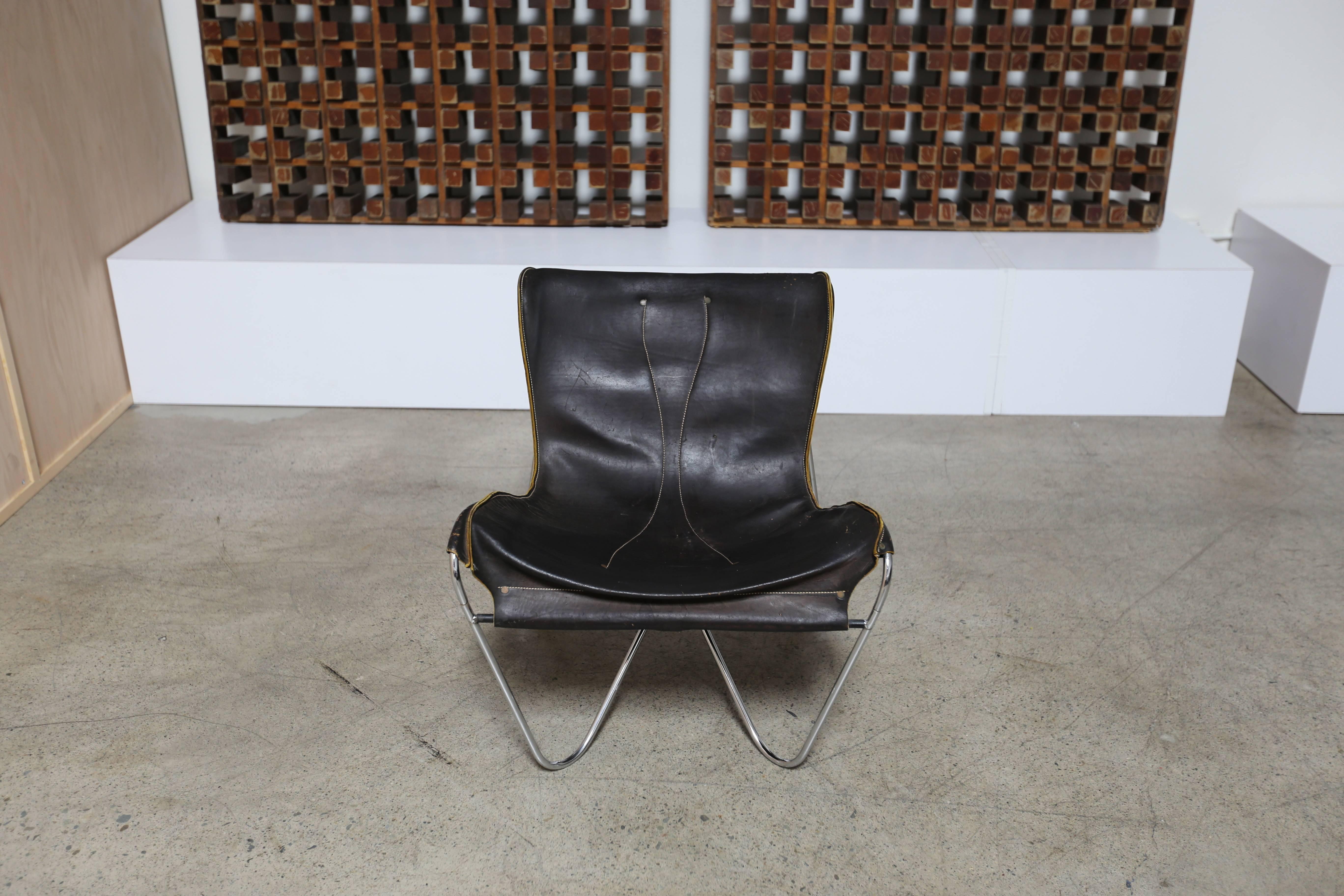 Leather and Chrome Lounge Chair by Max Gottschalk 1
