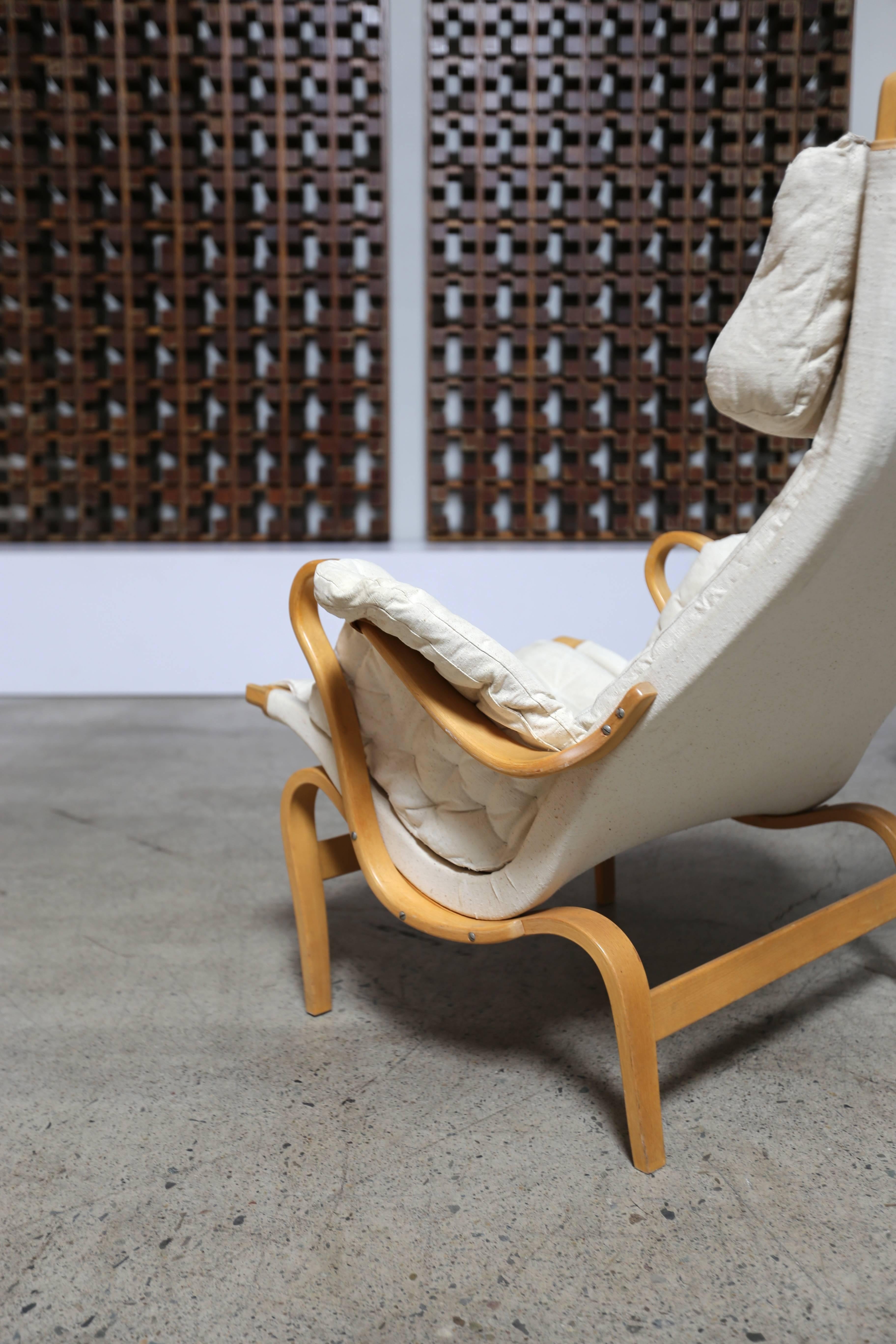 20th Century Pernilla Lounge Chair and Ottoman by Bruno Mathsson