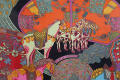 Hermes "Art Des Steppes" Framed Silk Scarf