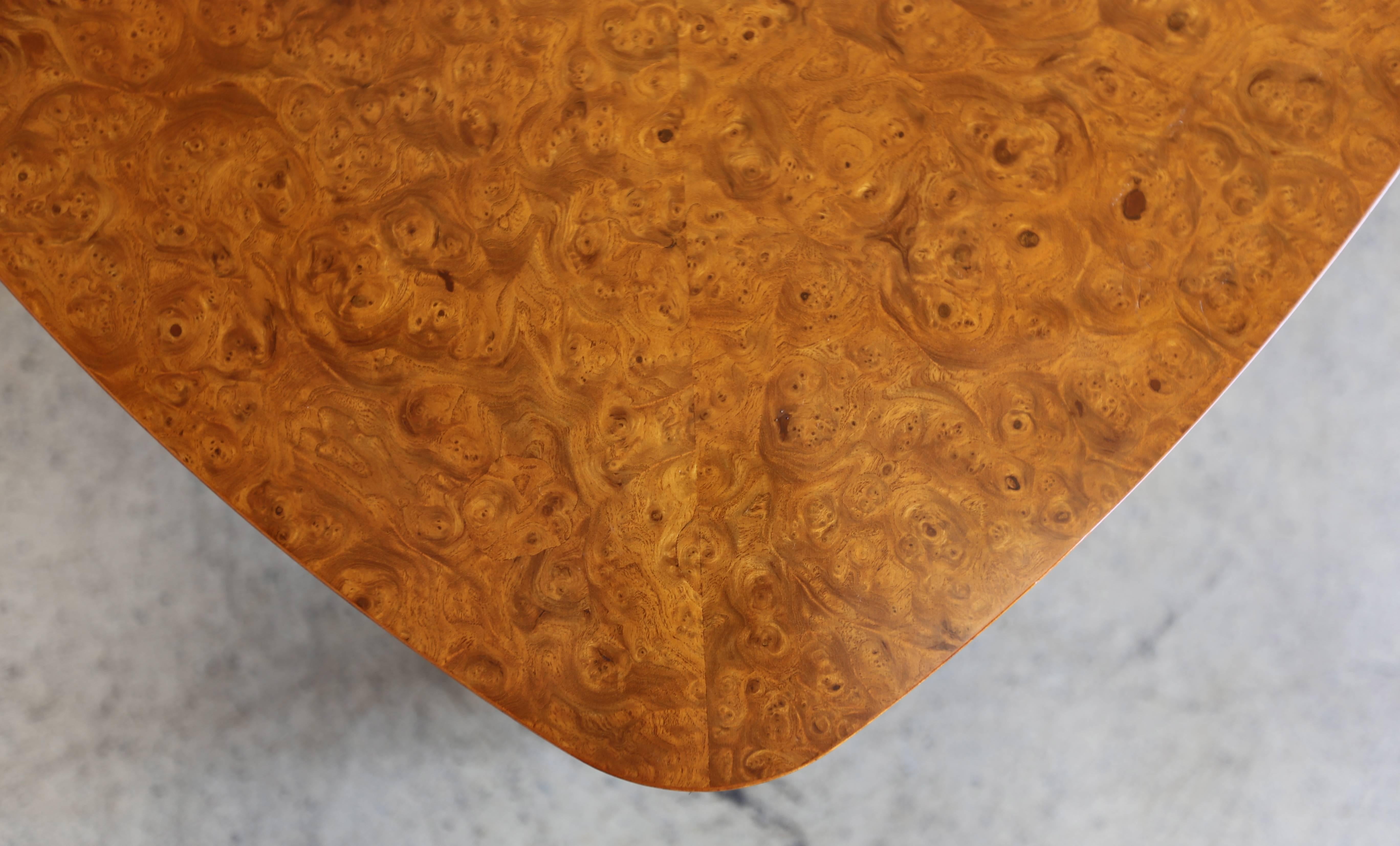 Mid-Century Modern Triangle Burl Wood Coffee Table by Edward Wormley for Dunbar