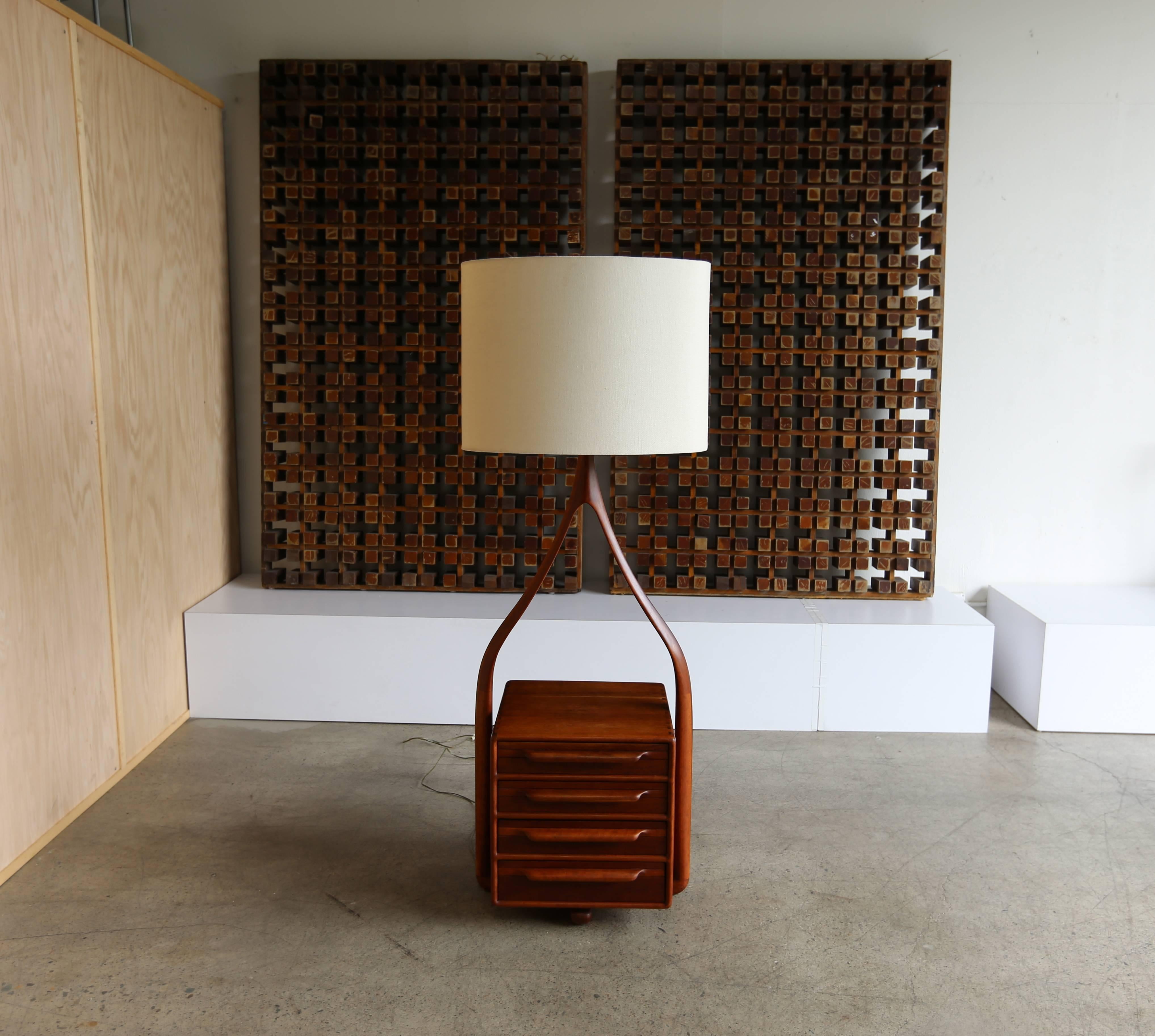 Cherry Handcrafted Floor Lamp by Tom Tramel, 1970s