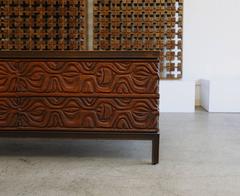 Walnut and Panelcarve Desk by Murray Feldman for A. E. Furniture