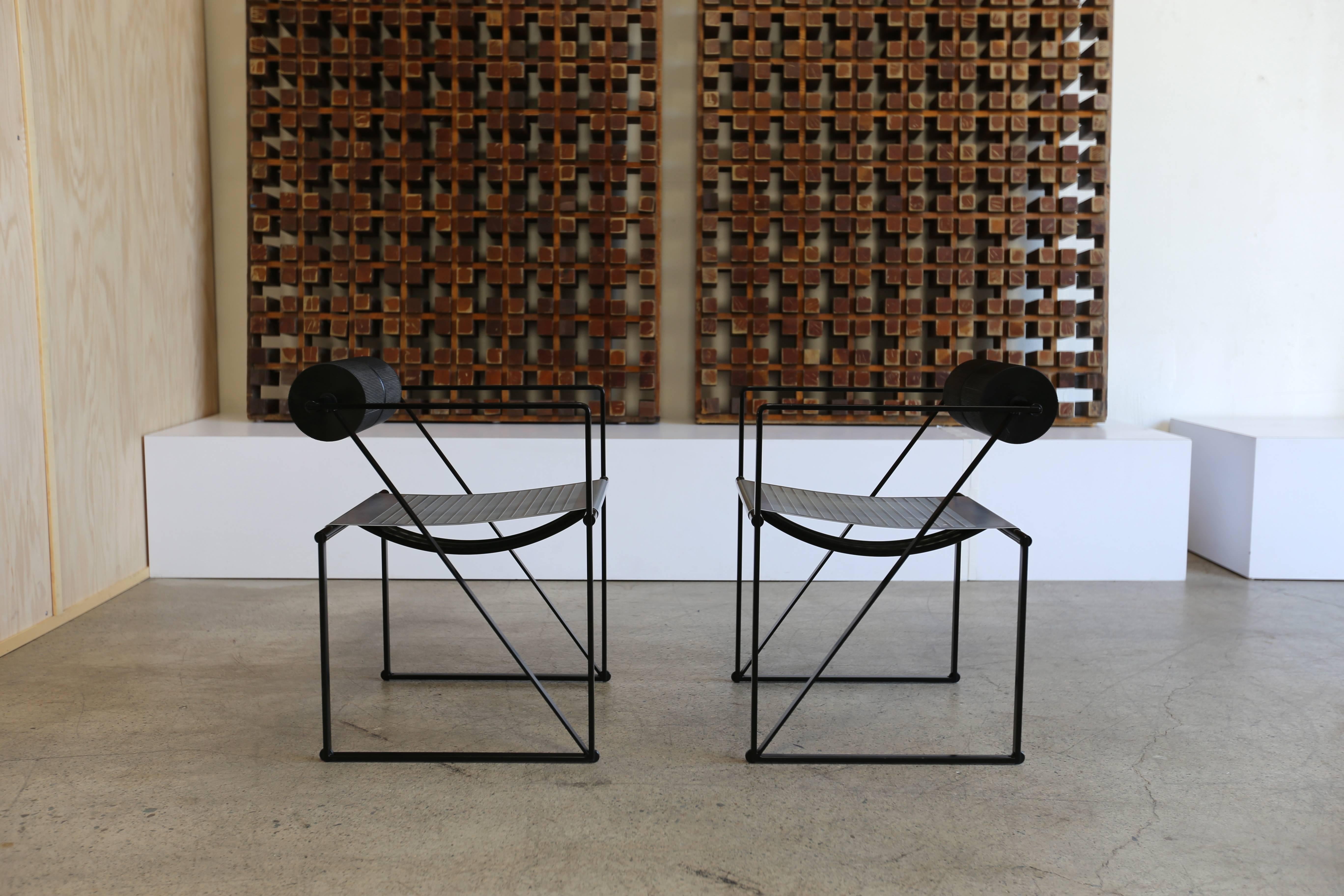 Italian Pair of Seconda 602 Armchairs by Architect Mario Botta