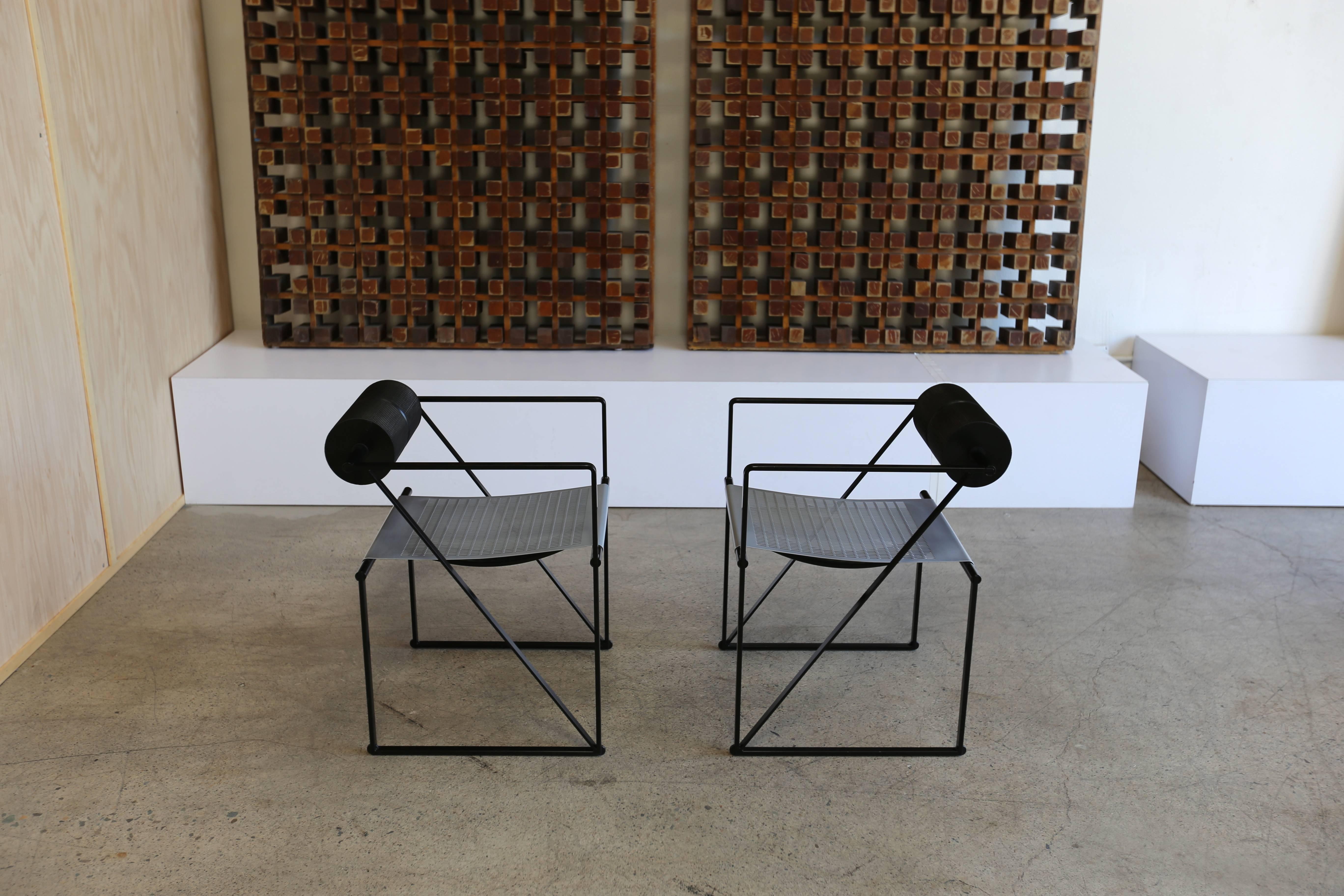 Enameled Pair of Seconda 602 Armchairs by Architect Mario Botta