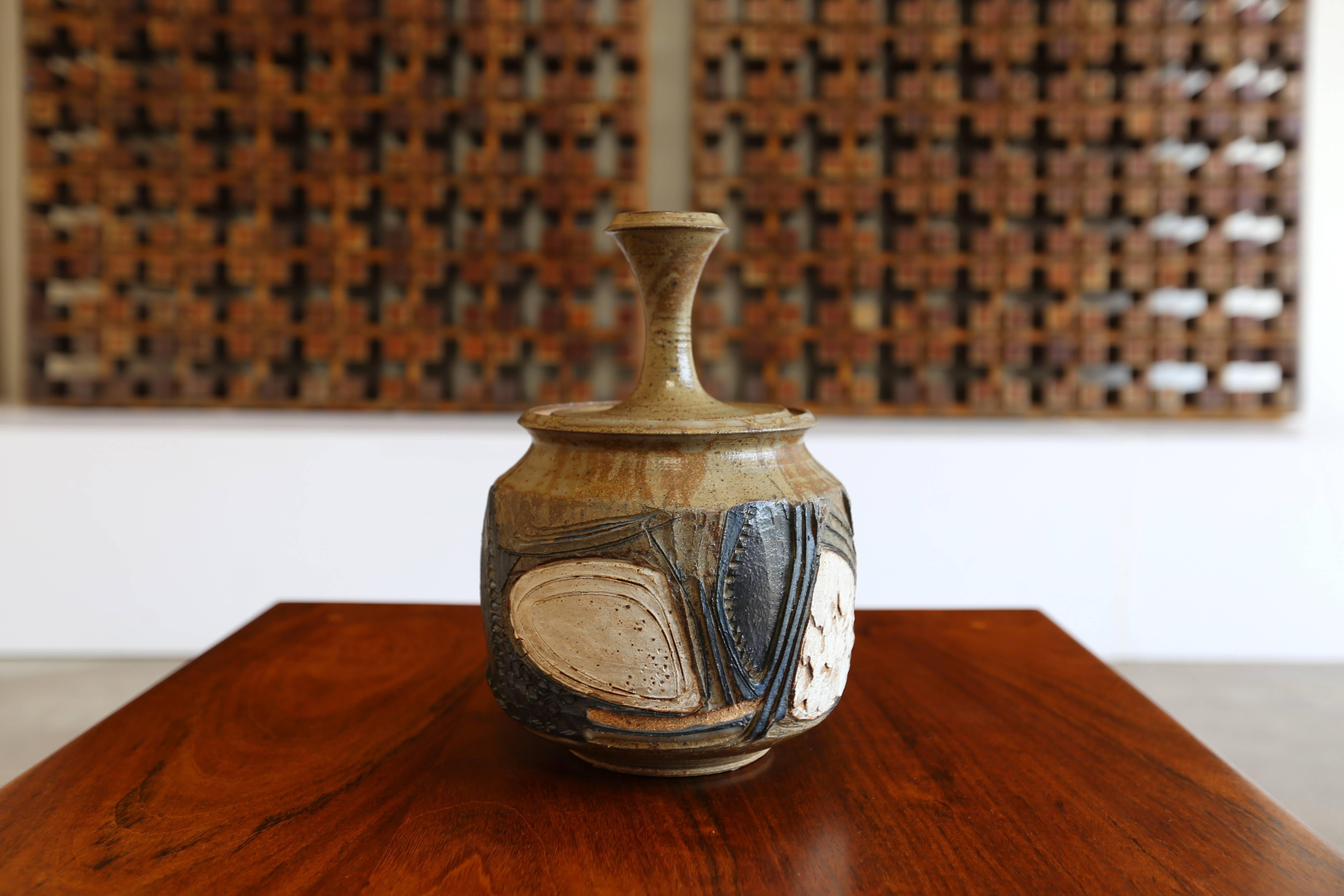 Joel Edwards lidded vessel. Art pottery.