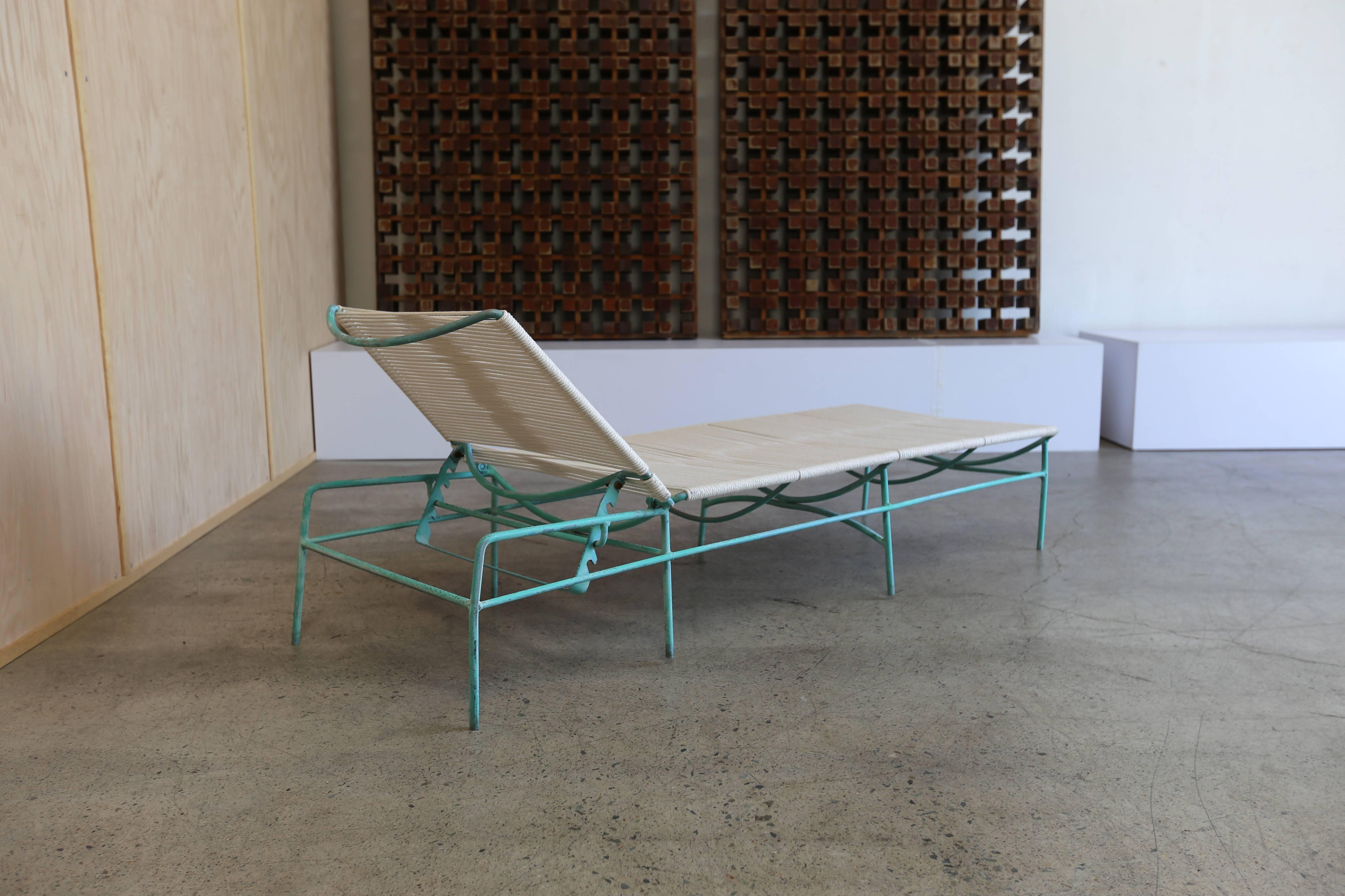 20th Century Solid Aluminum and Rope Outdoor Adjustable Chaise Longues