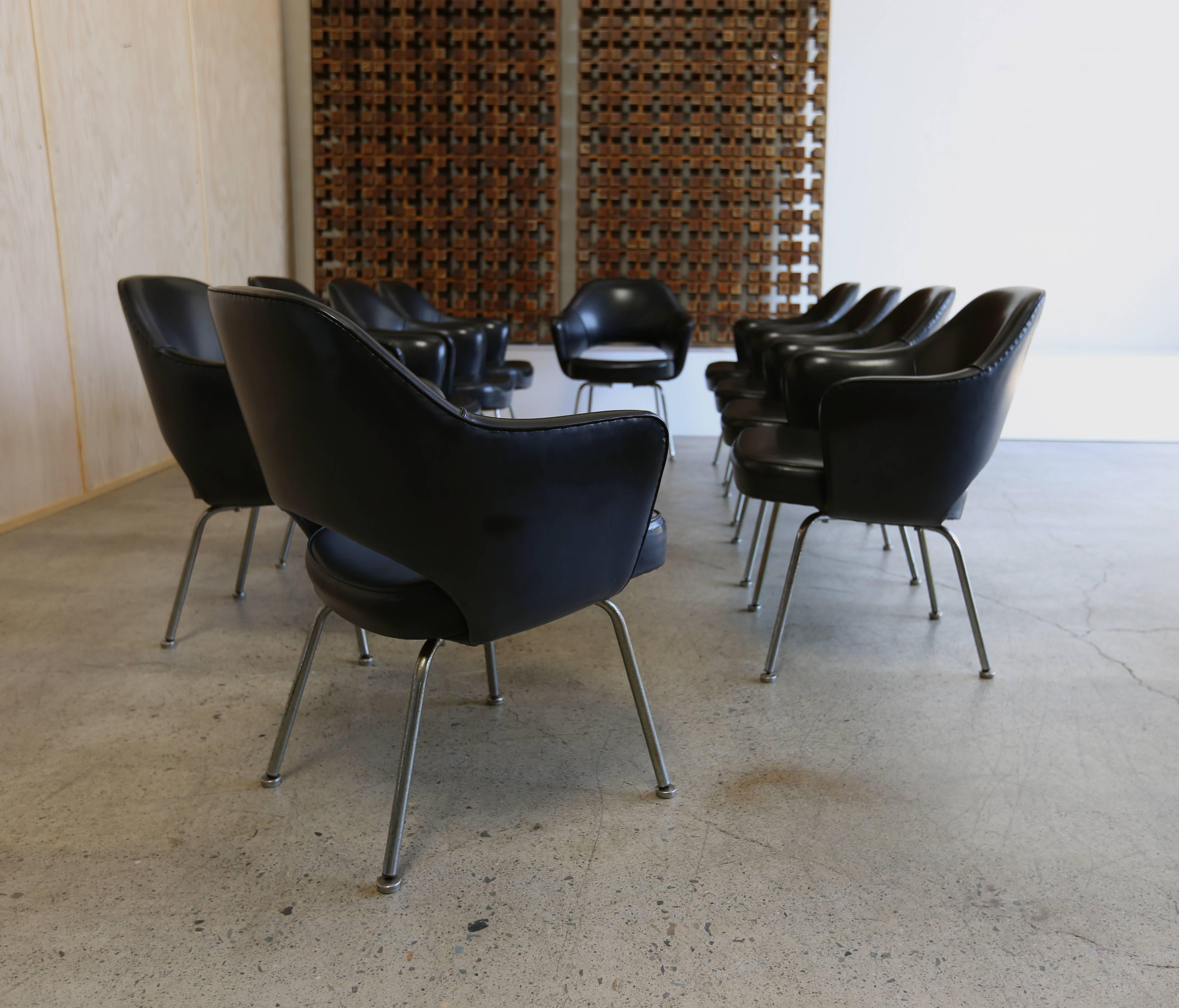 Set of ten Saarinen for Knoll Executive dining armchairs.
