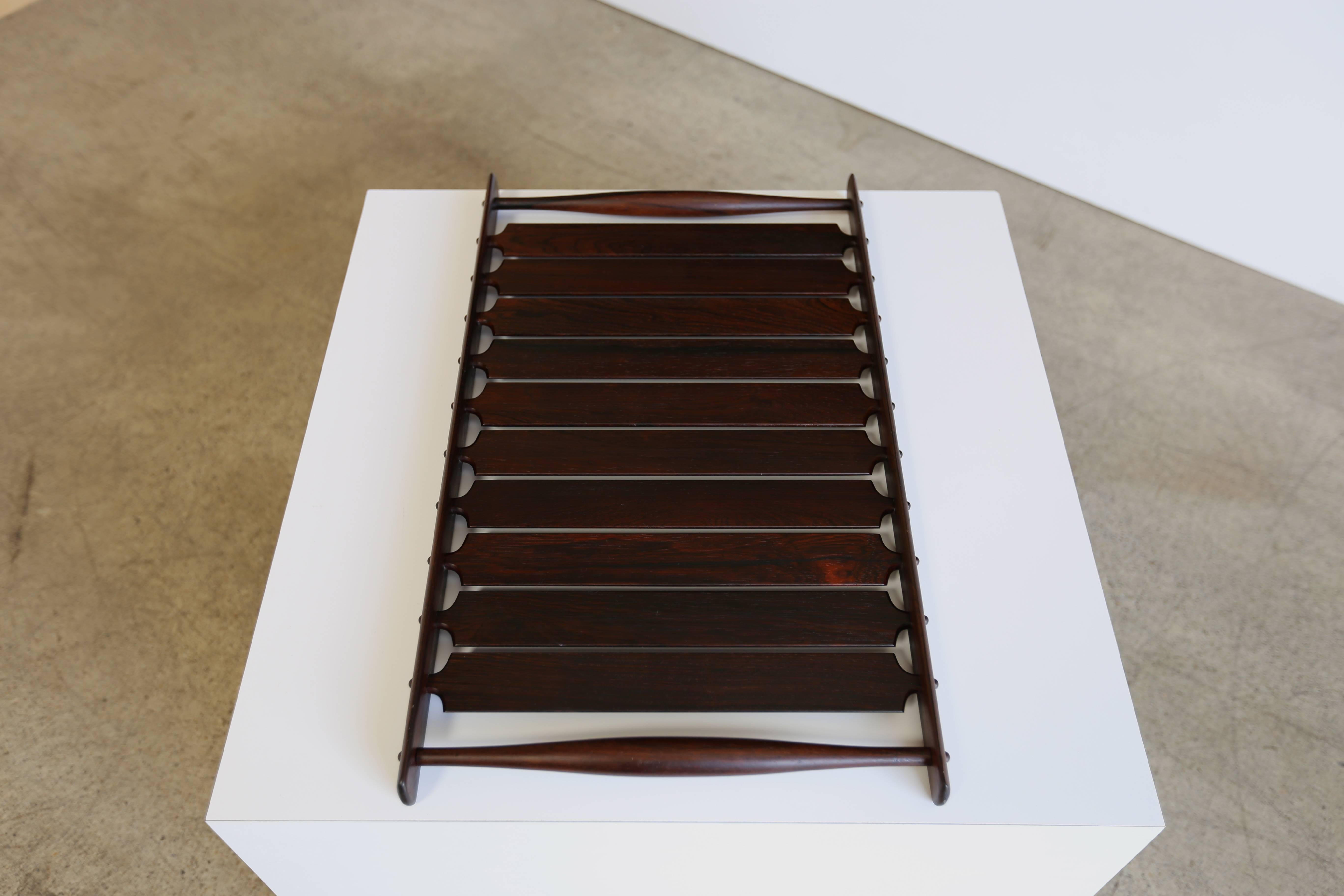 Slatted rosewood tray by Jens Quistgaard for Dansk.