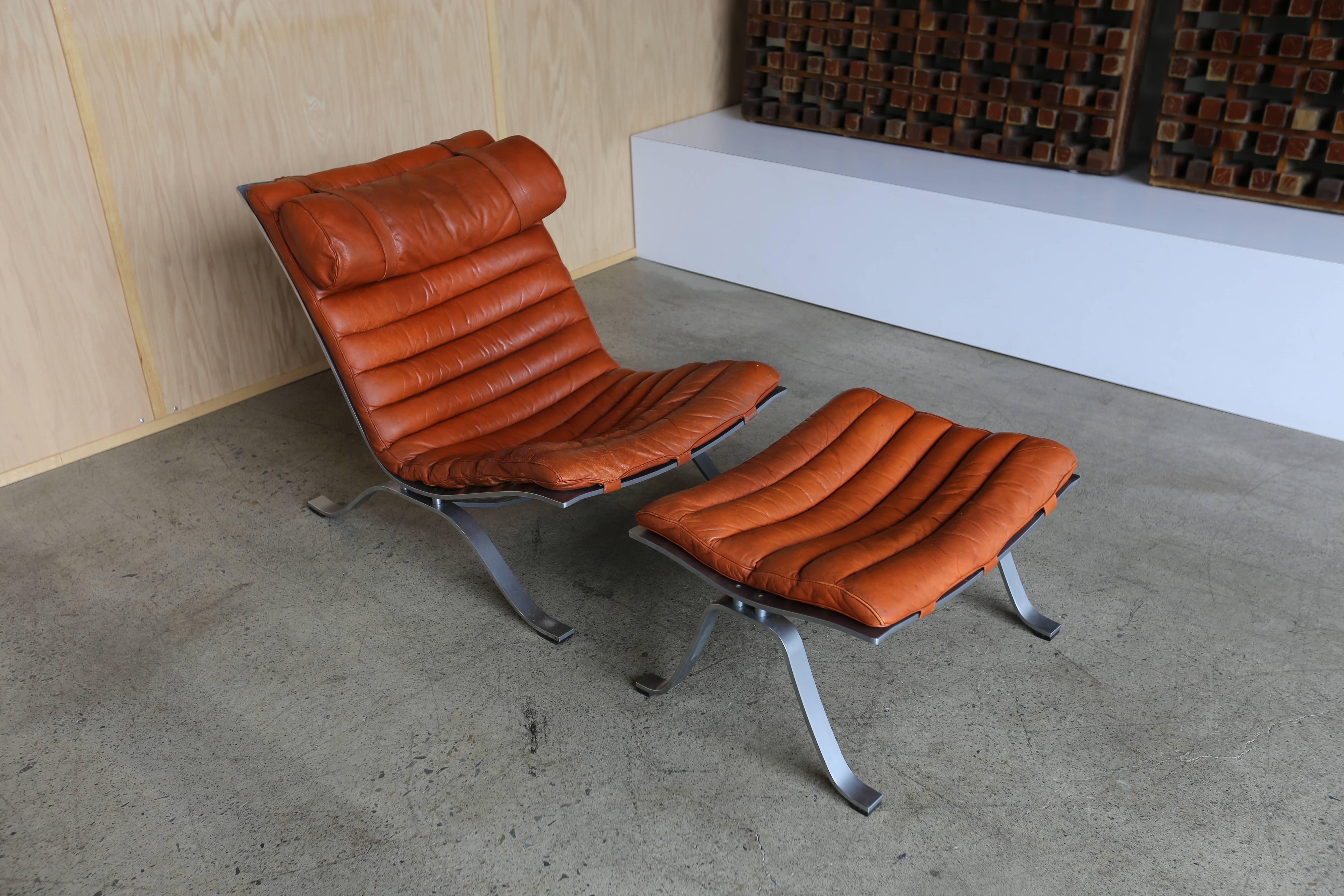 Mid-Century Modern Ari Lounge Chair and Ottoman by Arne Norell