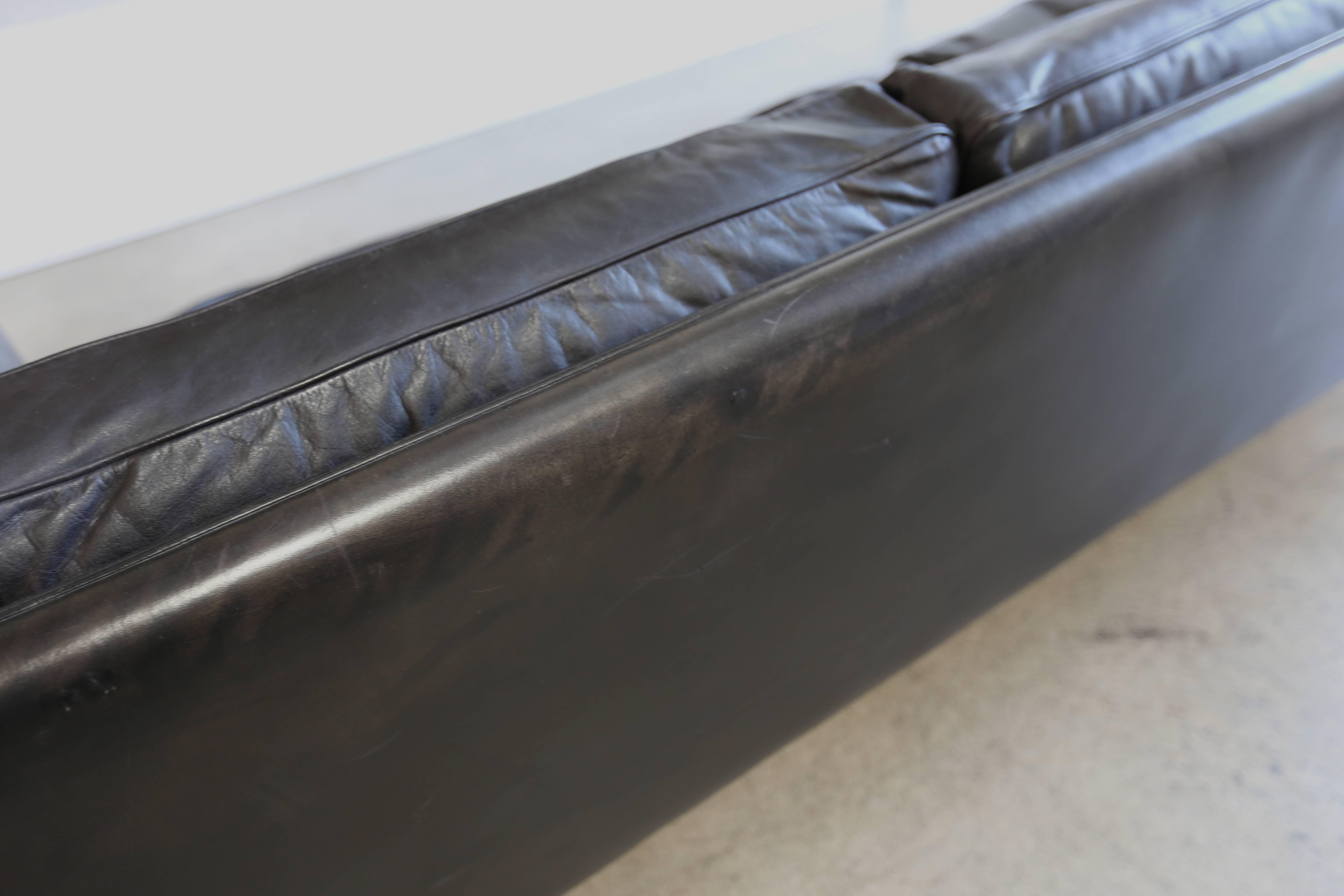 Rosewood and Original Black Leather Sofa by Illum Wikkelsø 1