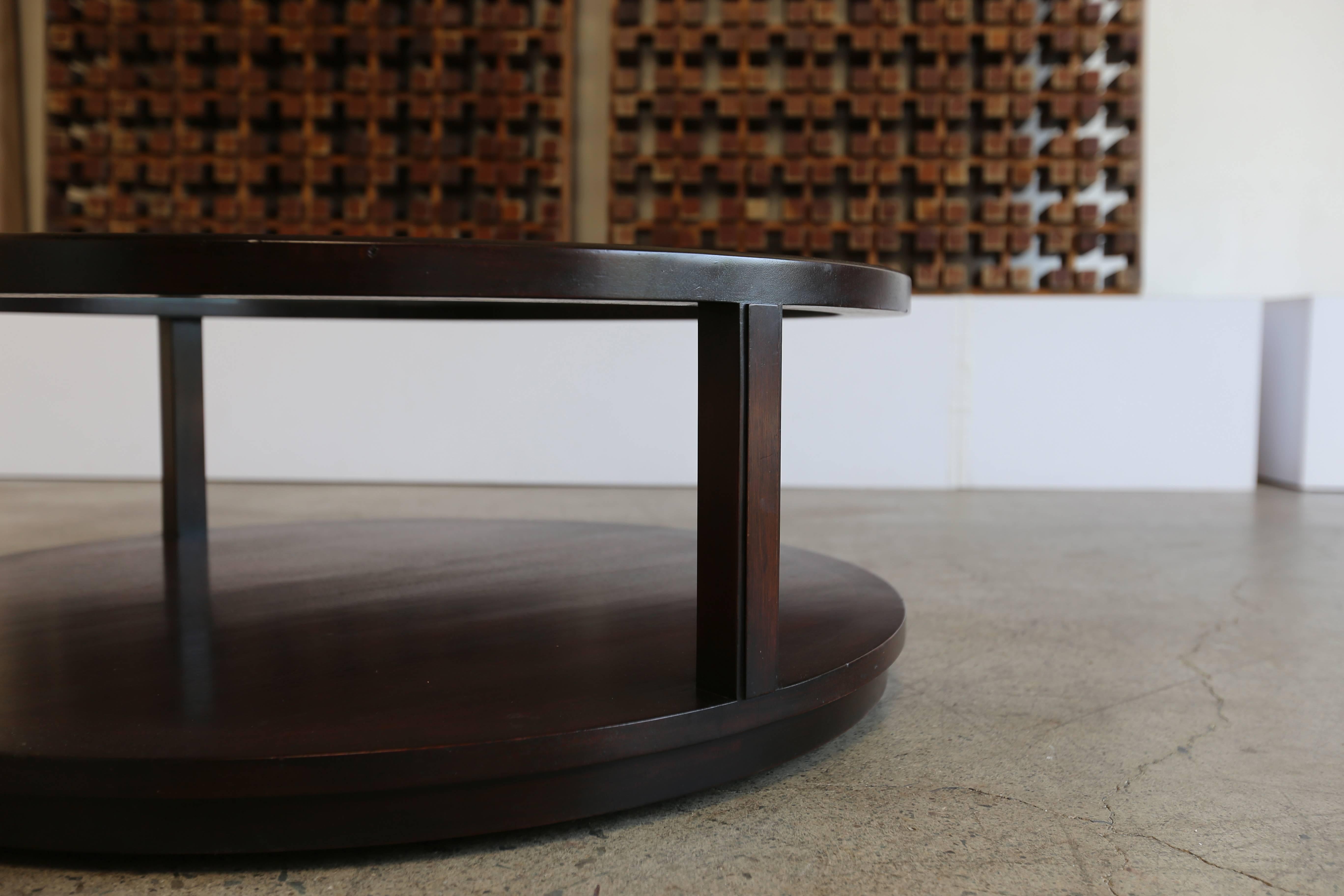 Mid-Century Modern Mahogany and Glass Coffee Table by Edward Wormley 