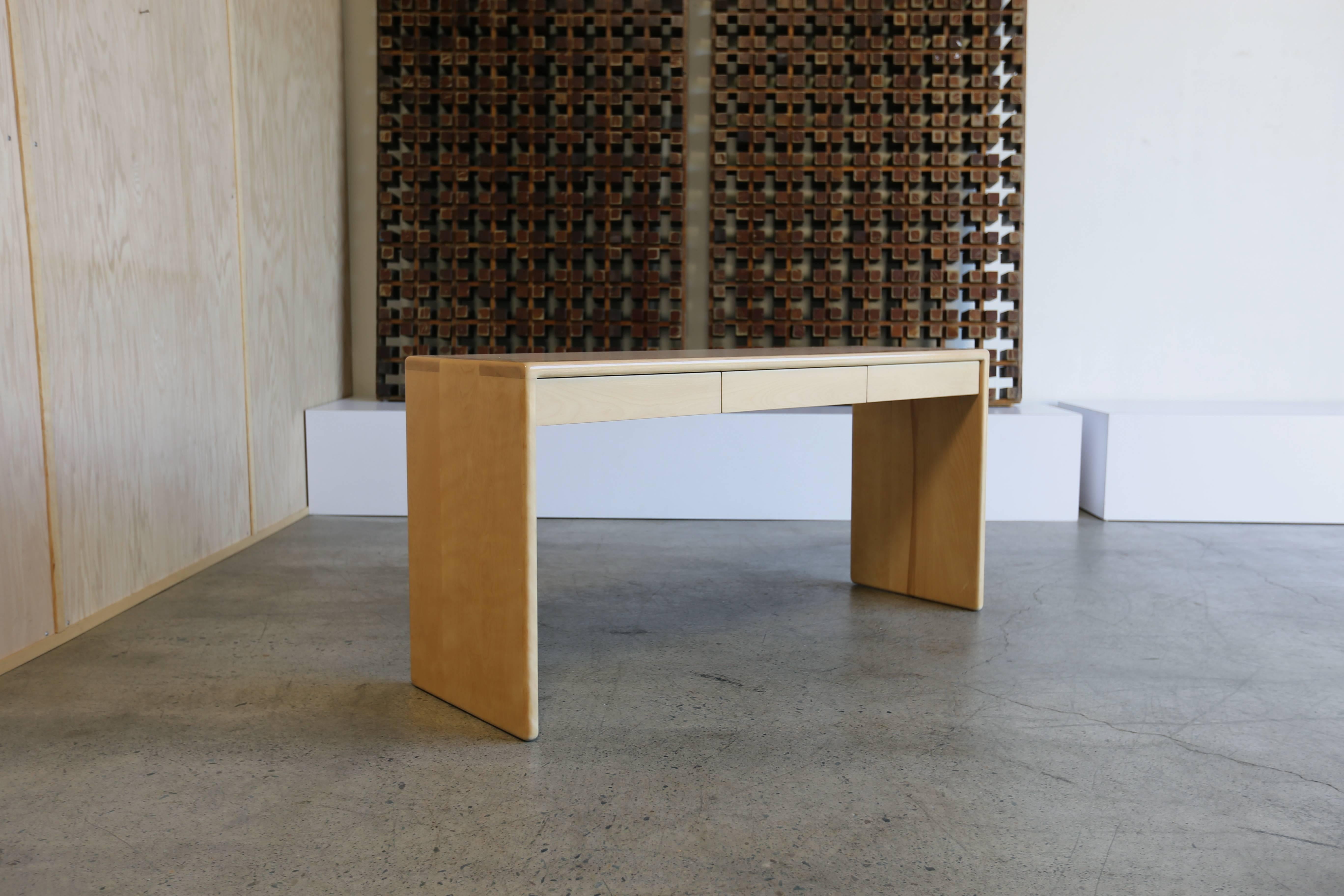 Console table by Gerald McCabe. This piece has three recessed drawers. Solid birch wood Tenon joinery.