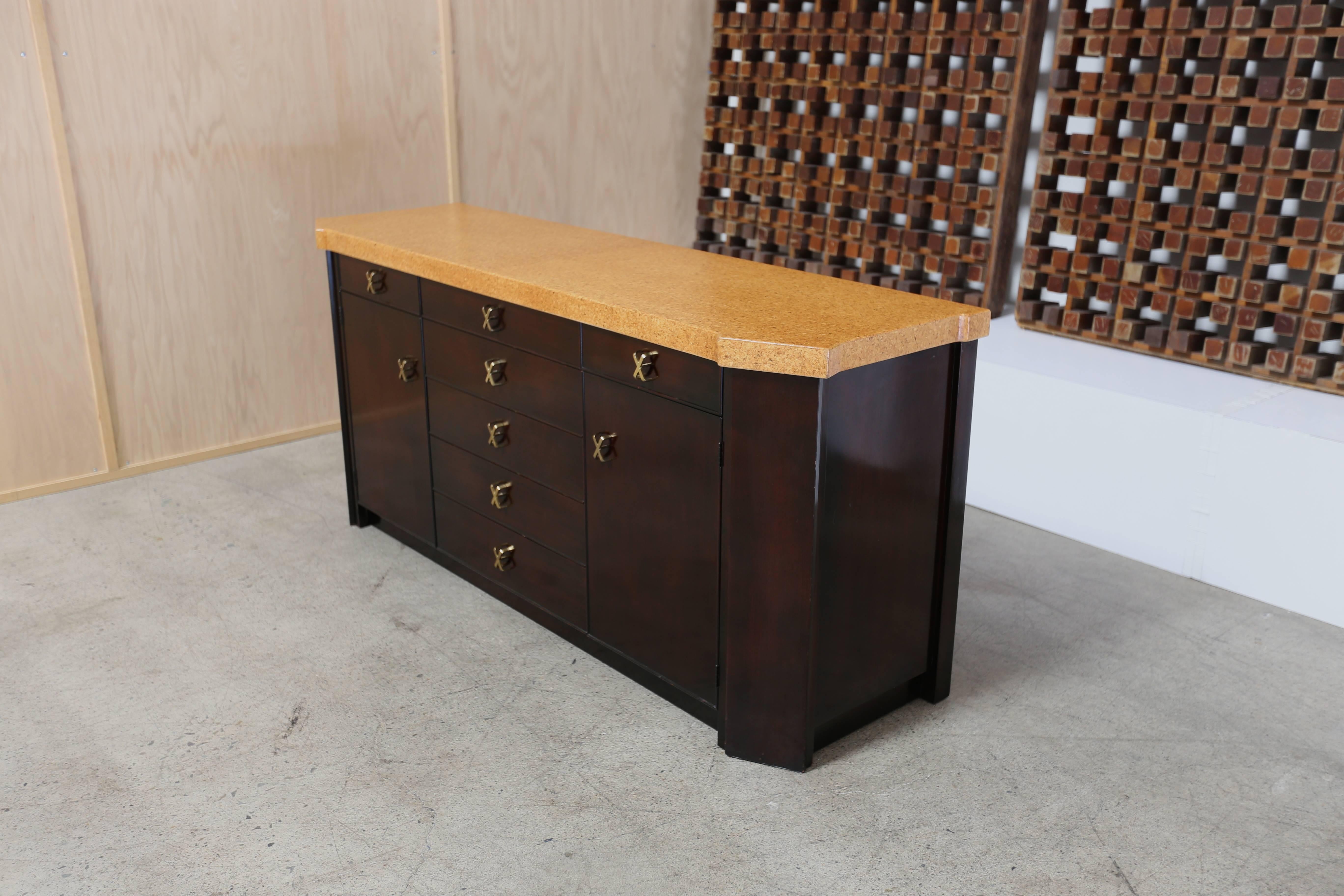 Cork top credenza buffet by Paul Frankl for Johnson Furniture Company.