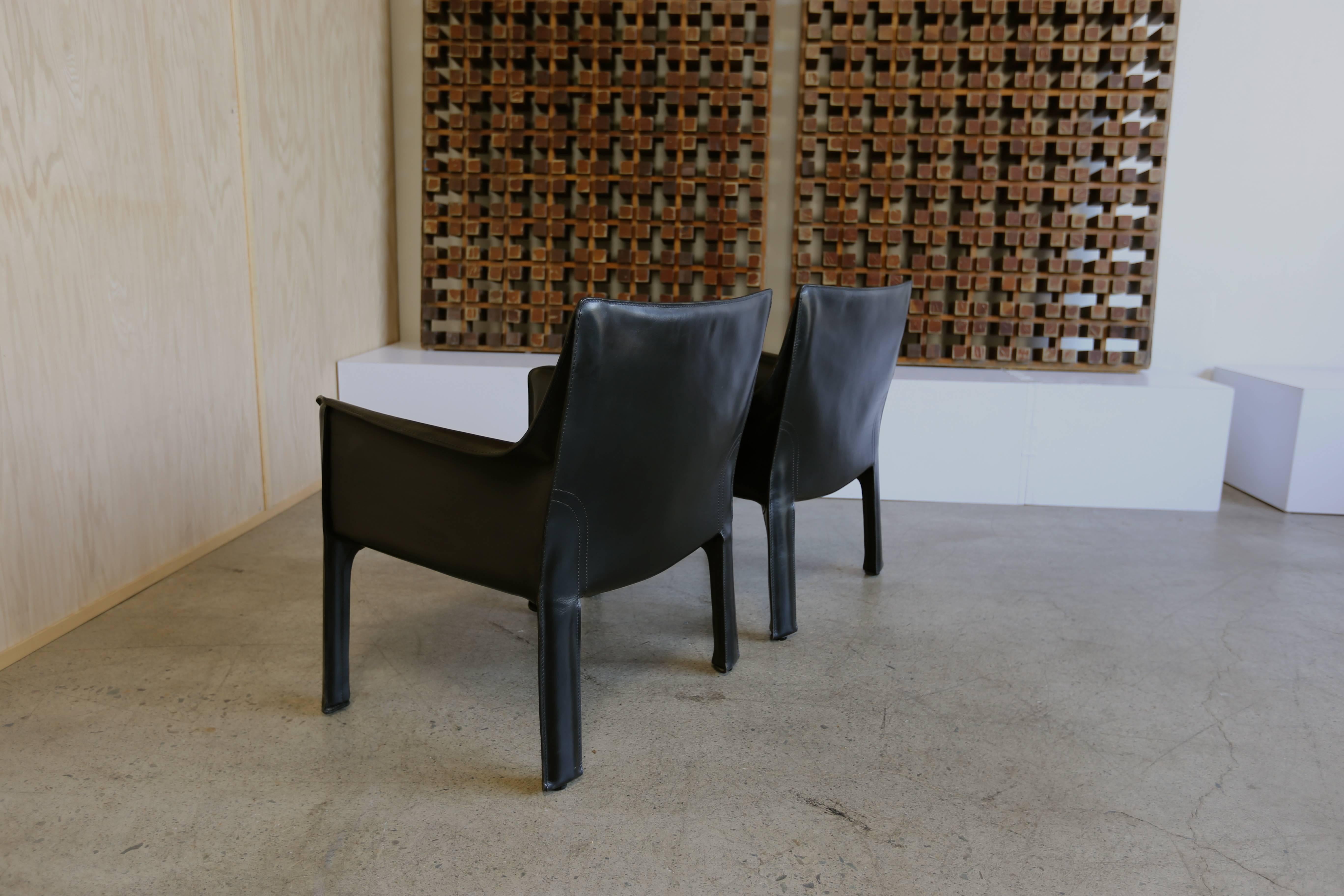 Pair of Cab Lounge Chairs by Mario Bellini for Cassina 2