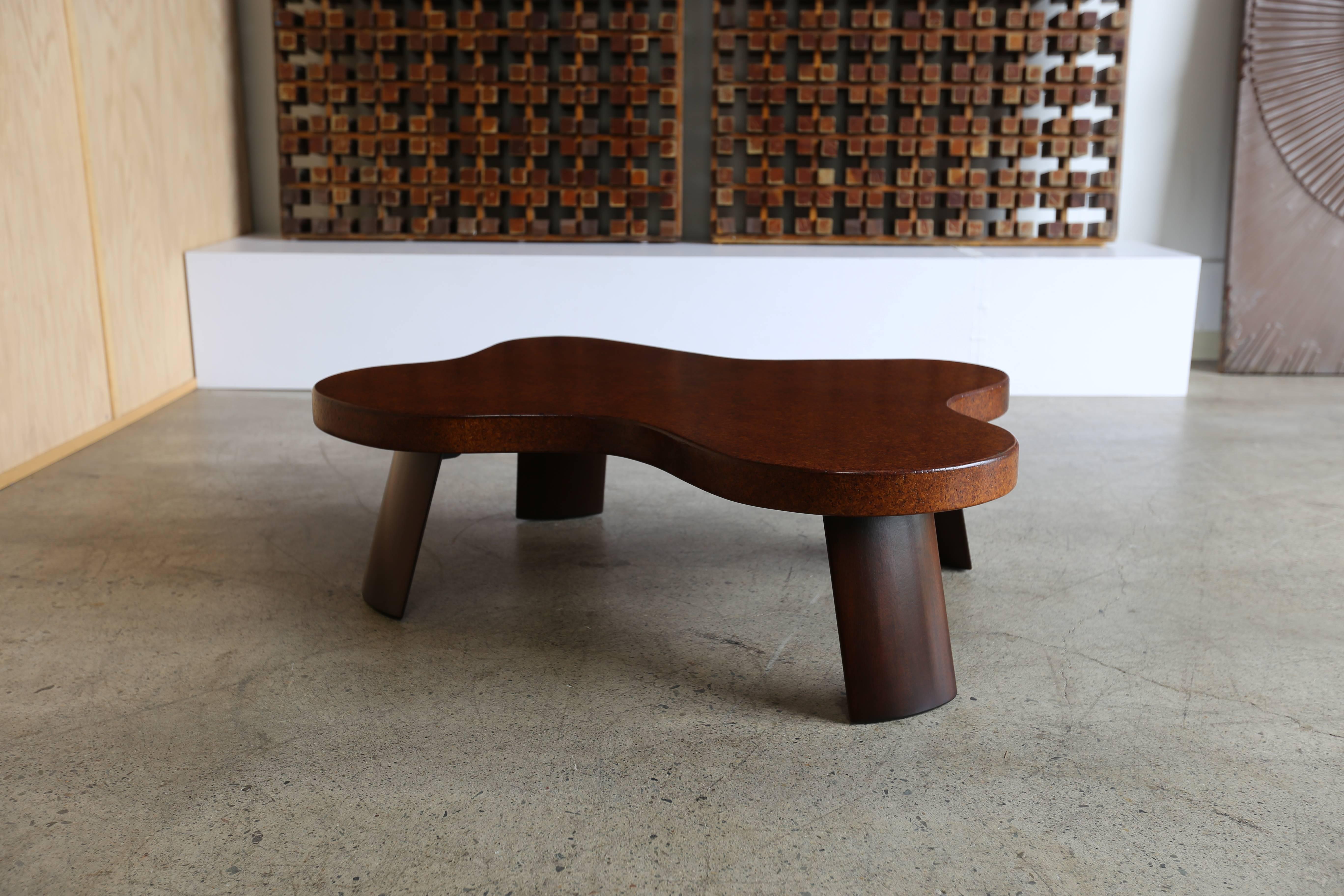 Amoeba Cork Top Coffee Table by Paul Frankl In Good Condition In San Juan Capistrano, CA