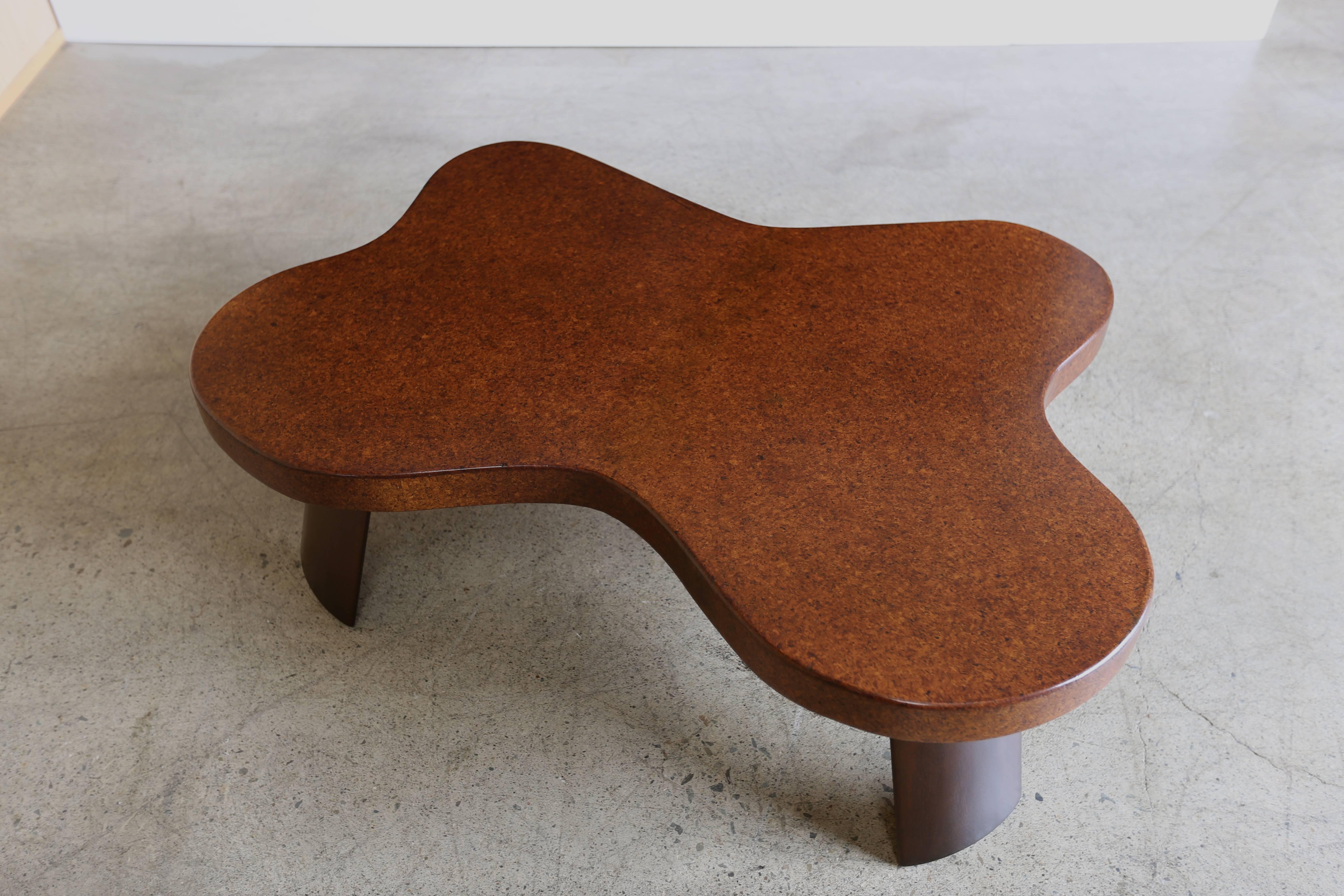 Rare Amoeba / Cloud cork top coffee table by Paul Frankl for Johnson Furniture Co.