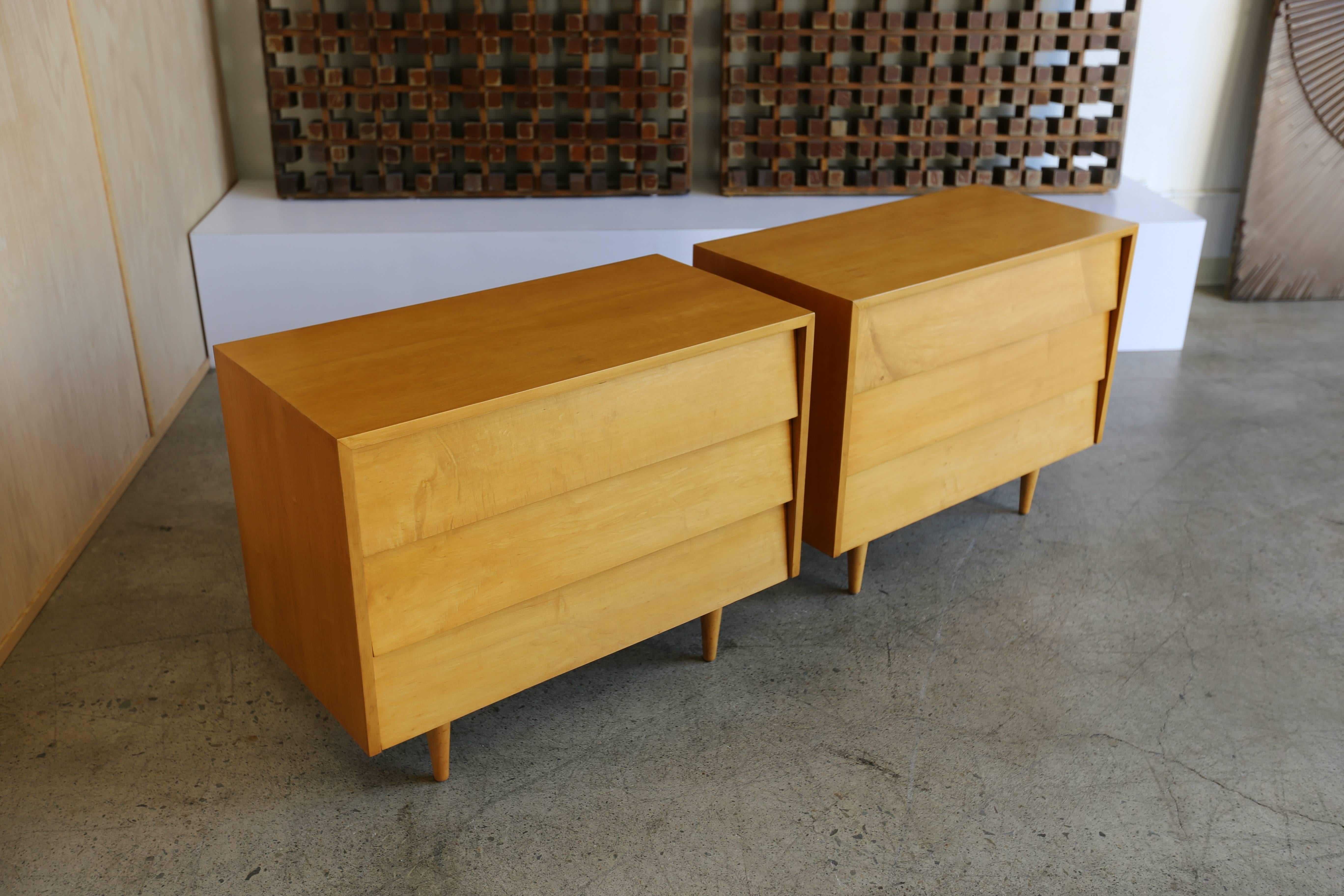 Pair of early three-drawer chest by Florence Knoll for Knoll Furniture.