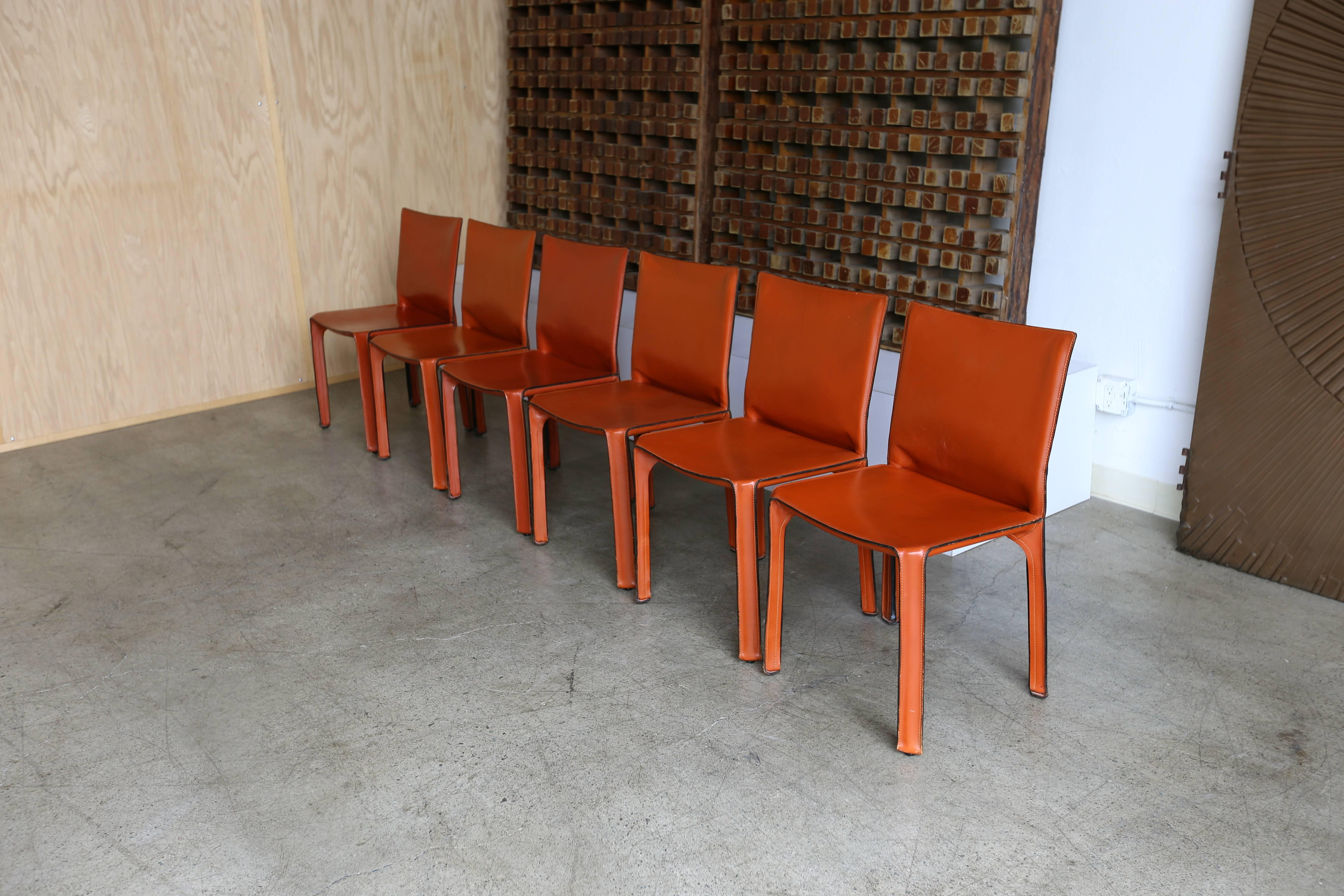 Italian Set of Eight Mario Bellini Cab Dining Chairs for Cassina