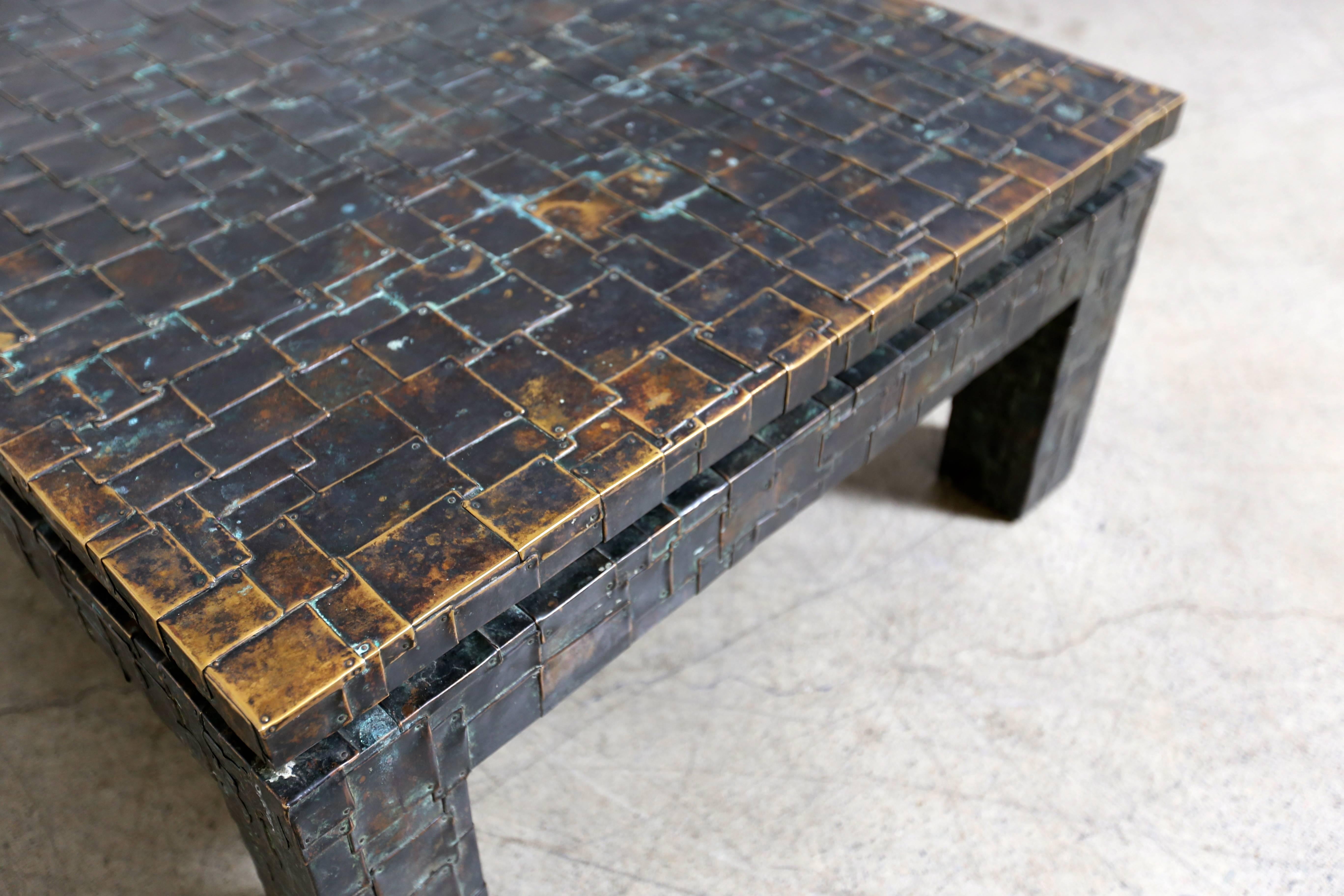 Brutalist Brass-Clad Coffee Table by Maitland-Smith 6