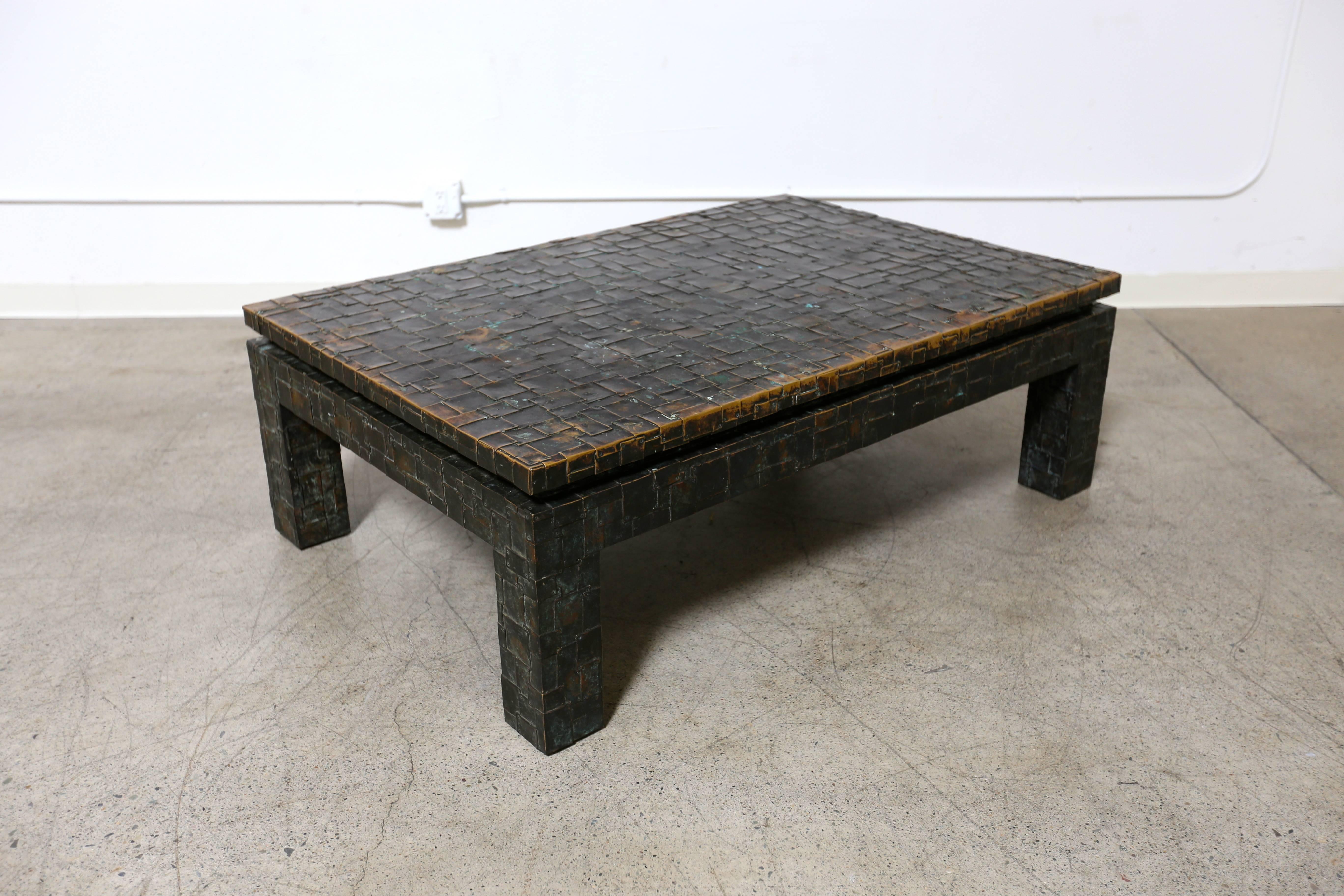 Brutalist Brass-Clad Coffee Table by Maitland-Smith 4