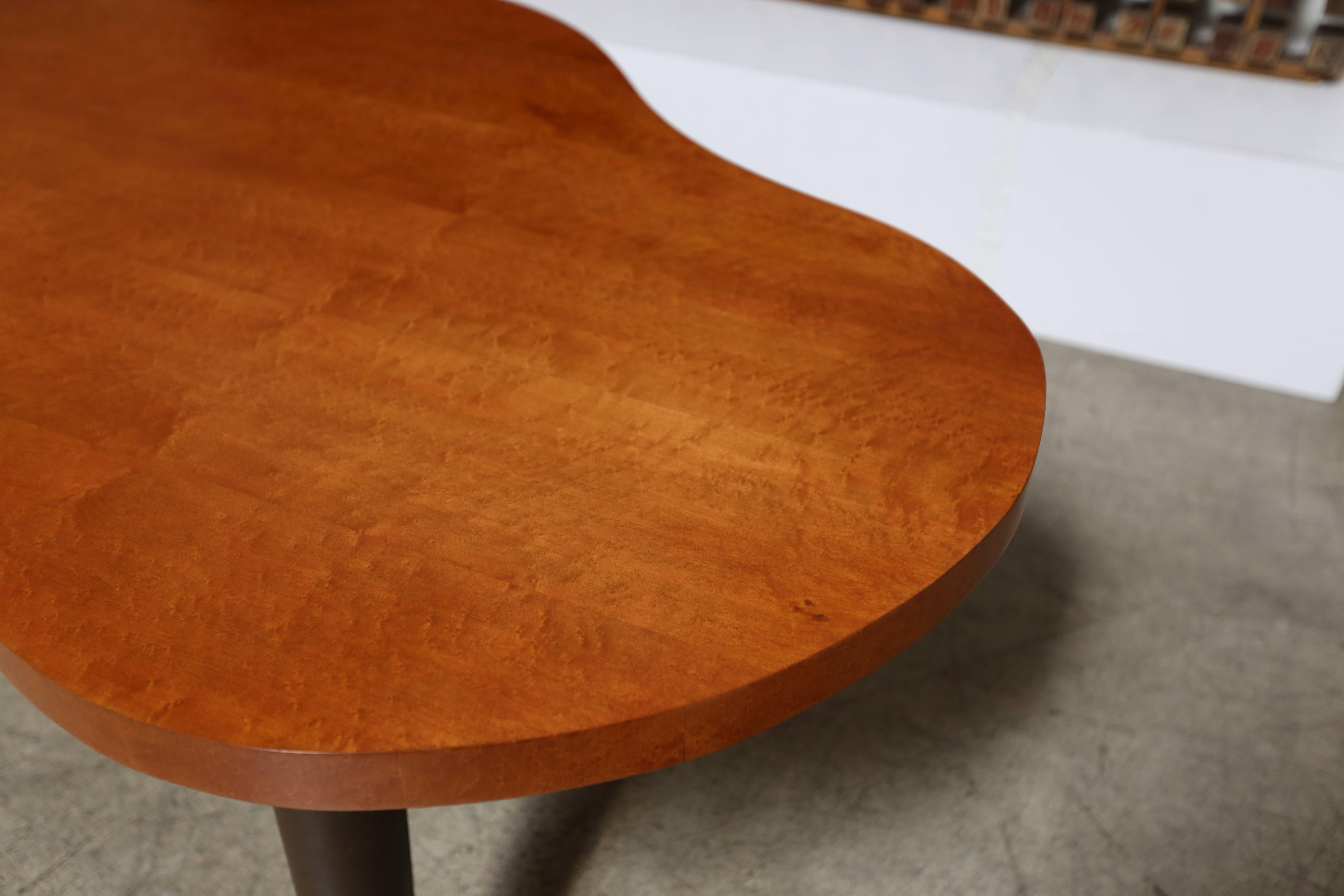 American Bird's-Eye Maple and Leather Biomorphic Desk