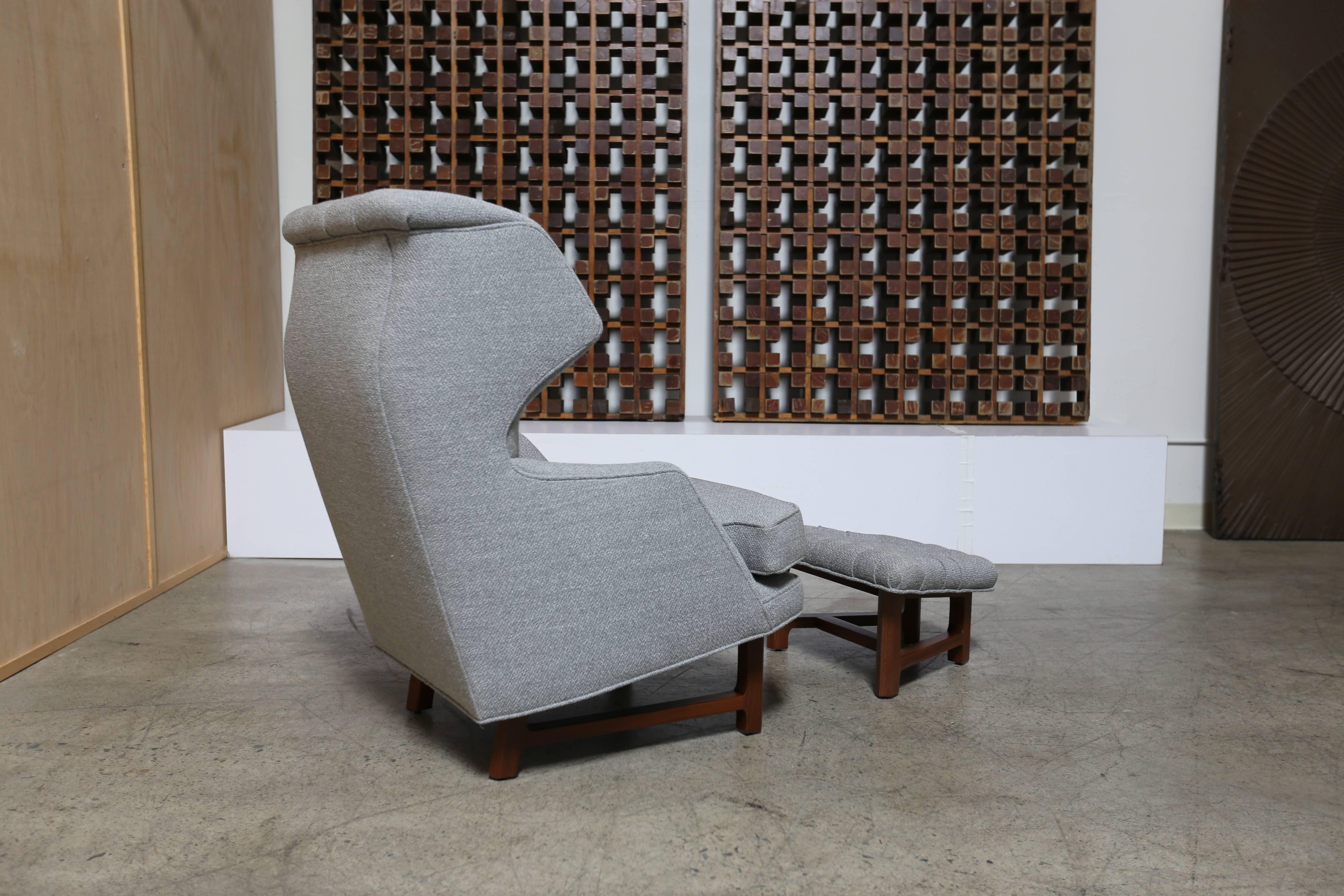 Mid-Century Modern Janus Wing Chair and Ottoman by Edward Wormley