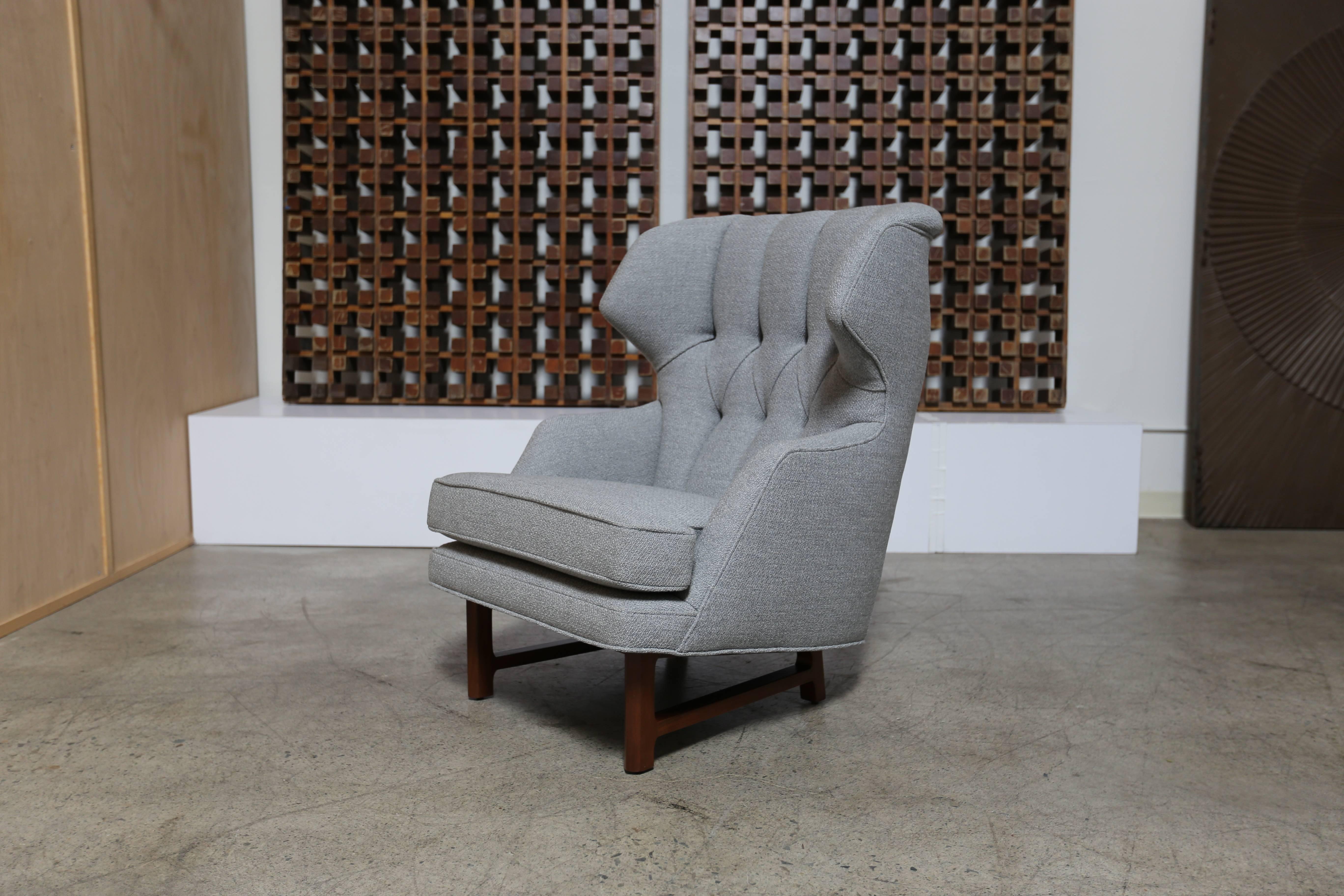 Fabric Janus Wing Chair and Ottoman by Edward Wormley