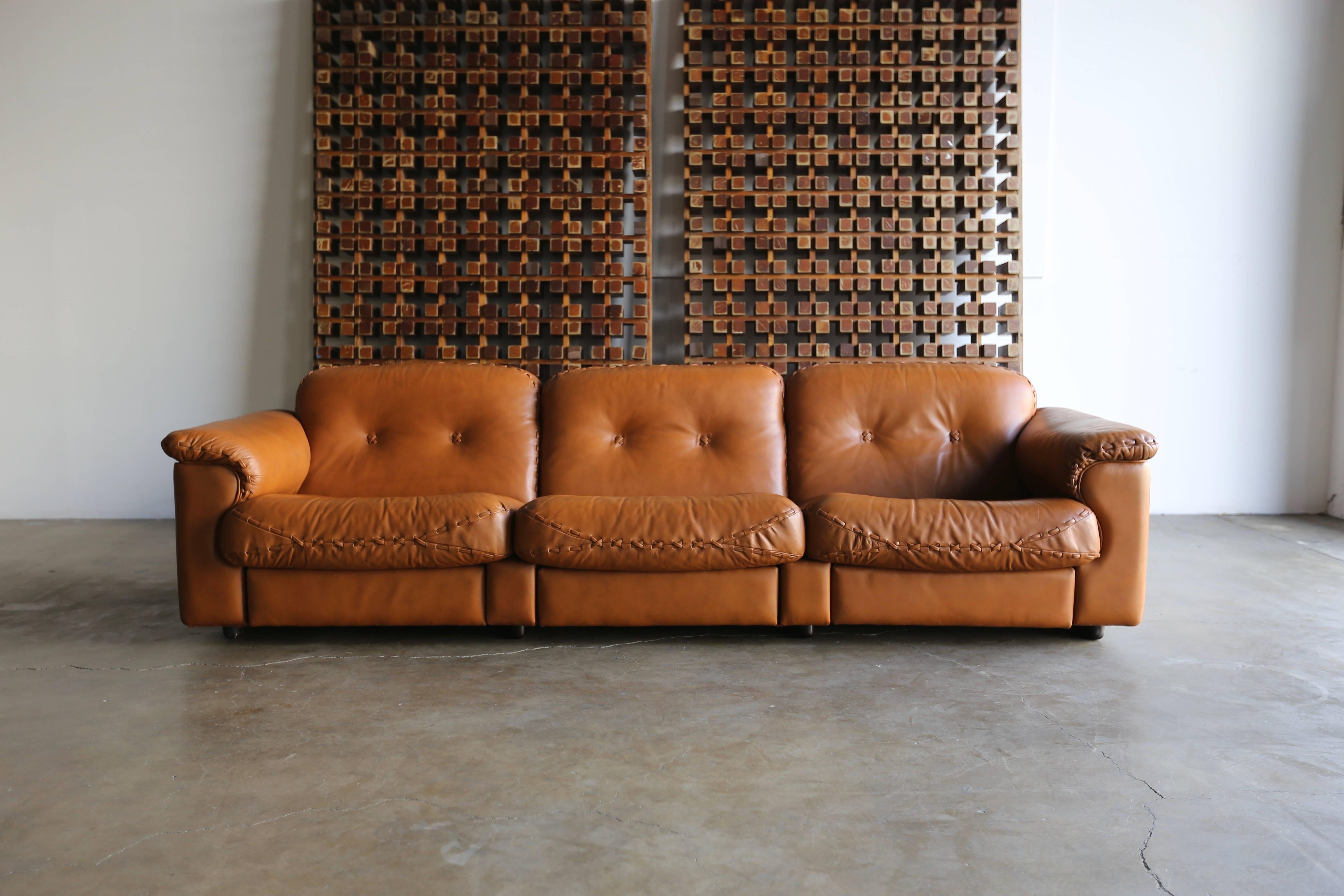 Swiss Leather DS 101 Sofa and Ottoman by De Sede