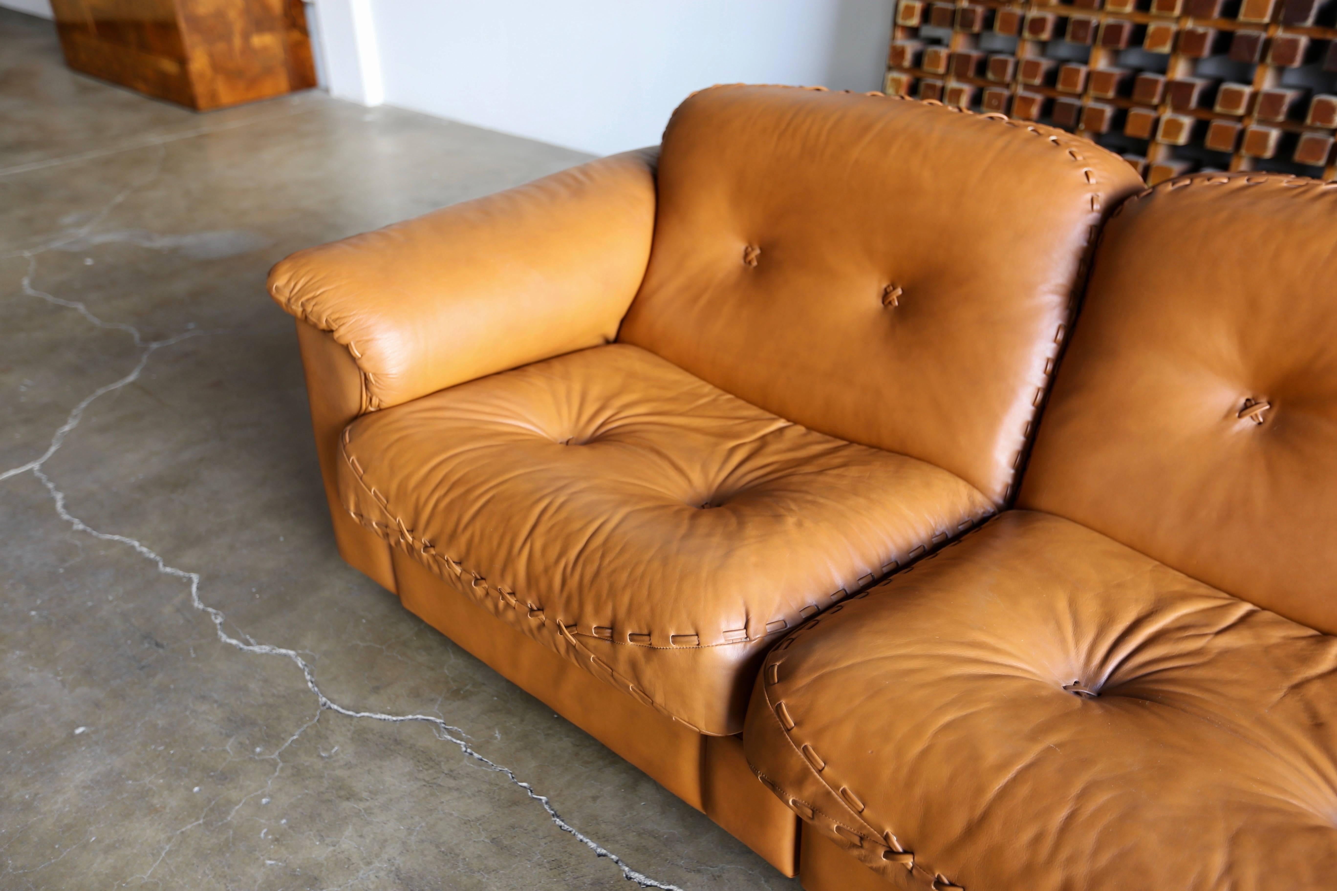 20th Century Leather DS 101 Sofa and Ottoman by De Sede