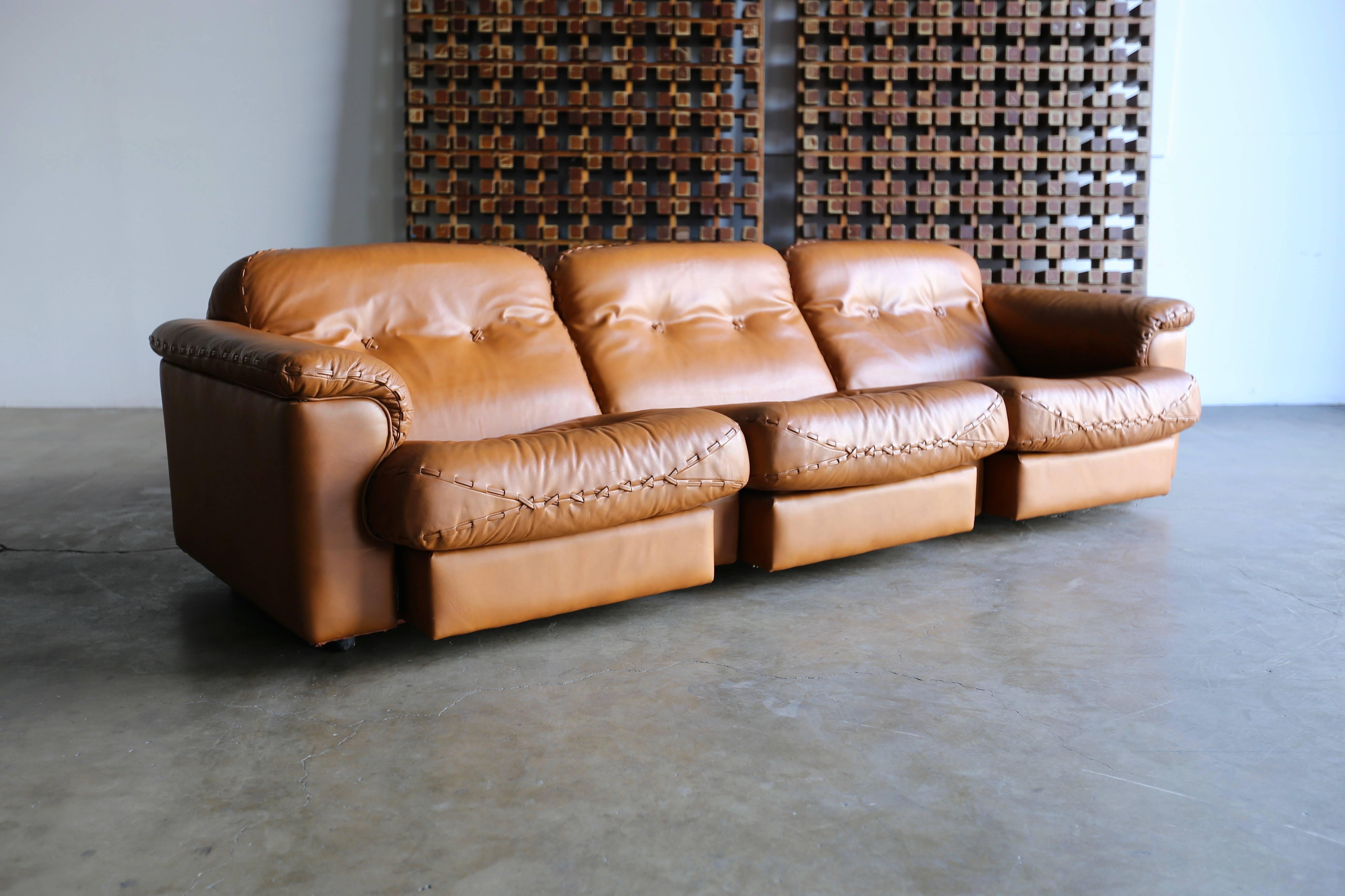 Leather DS 101 Sofa and Ottoman by De Sede 3