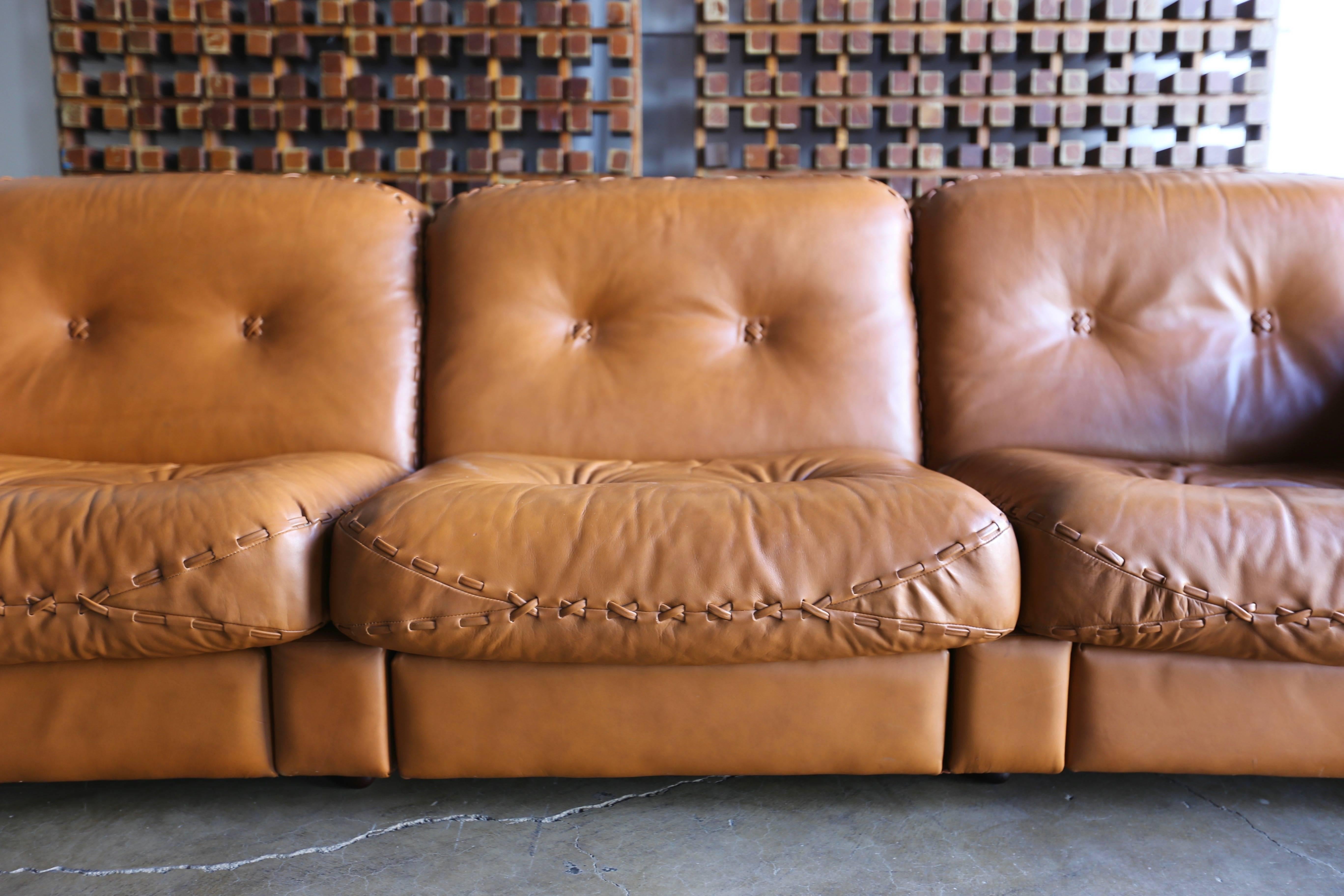 Leather DS 101 Sofa and Ottoman by De Sede In Good Condition In Costa Mesa, CA