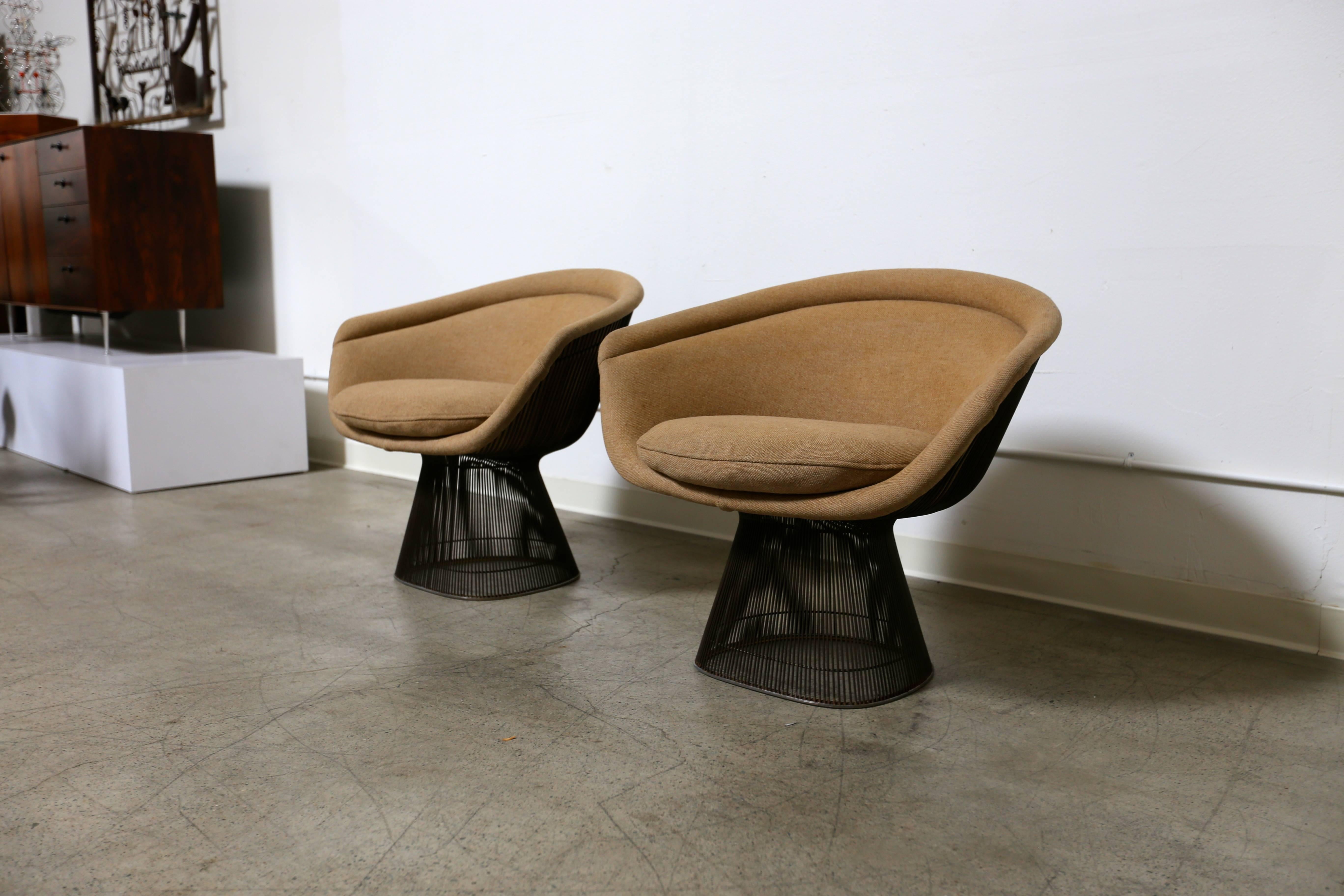 20th Century Warren Platner Bronze Lounge Chairs