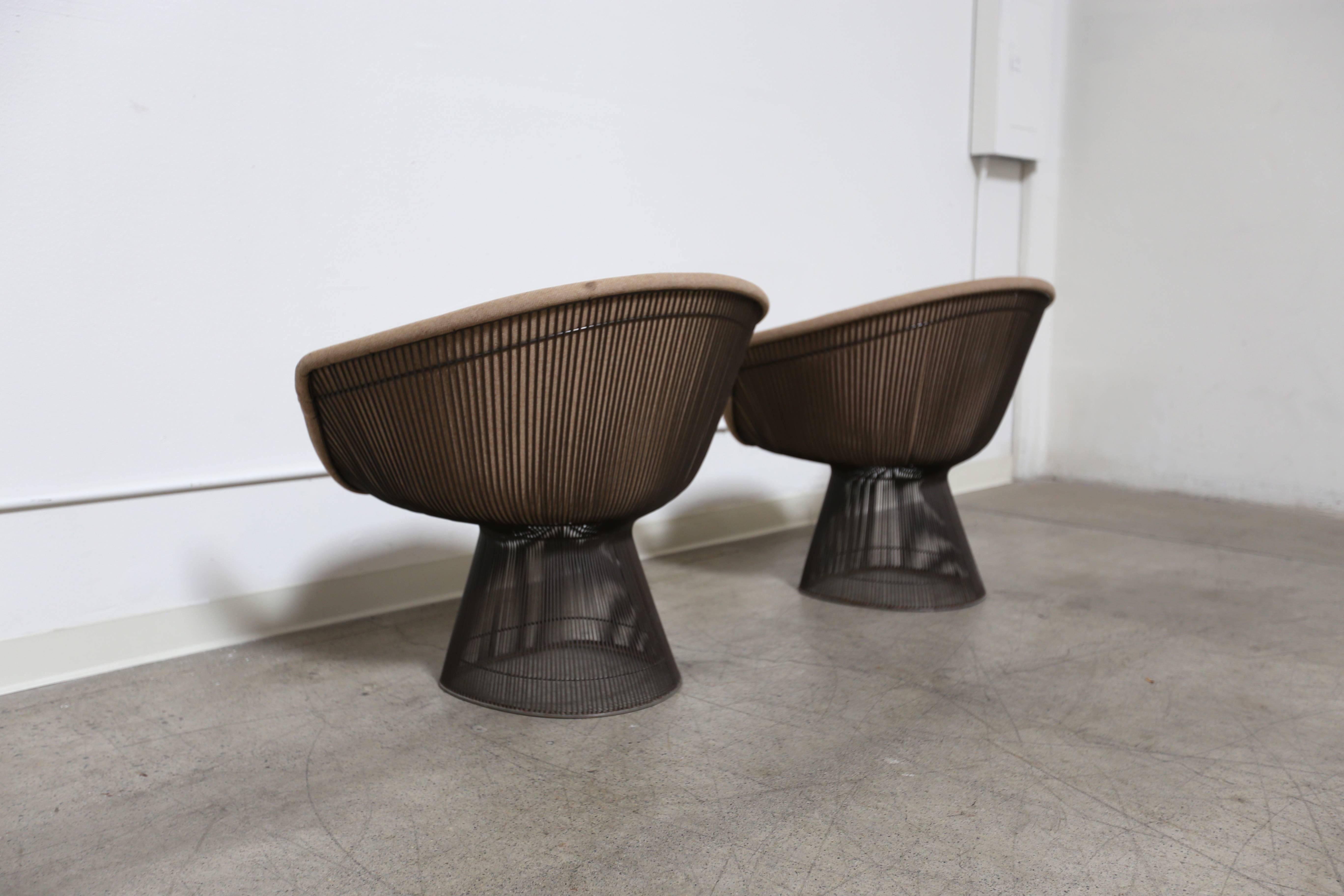 Warren Platner Bronze Lounge Chairs In Good Condition In Costa Mesa, CA