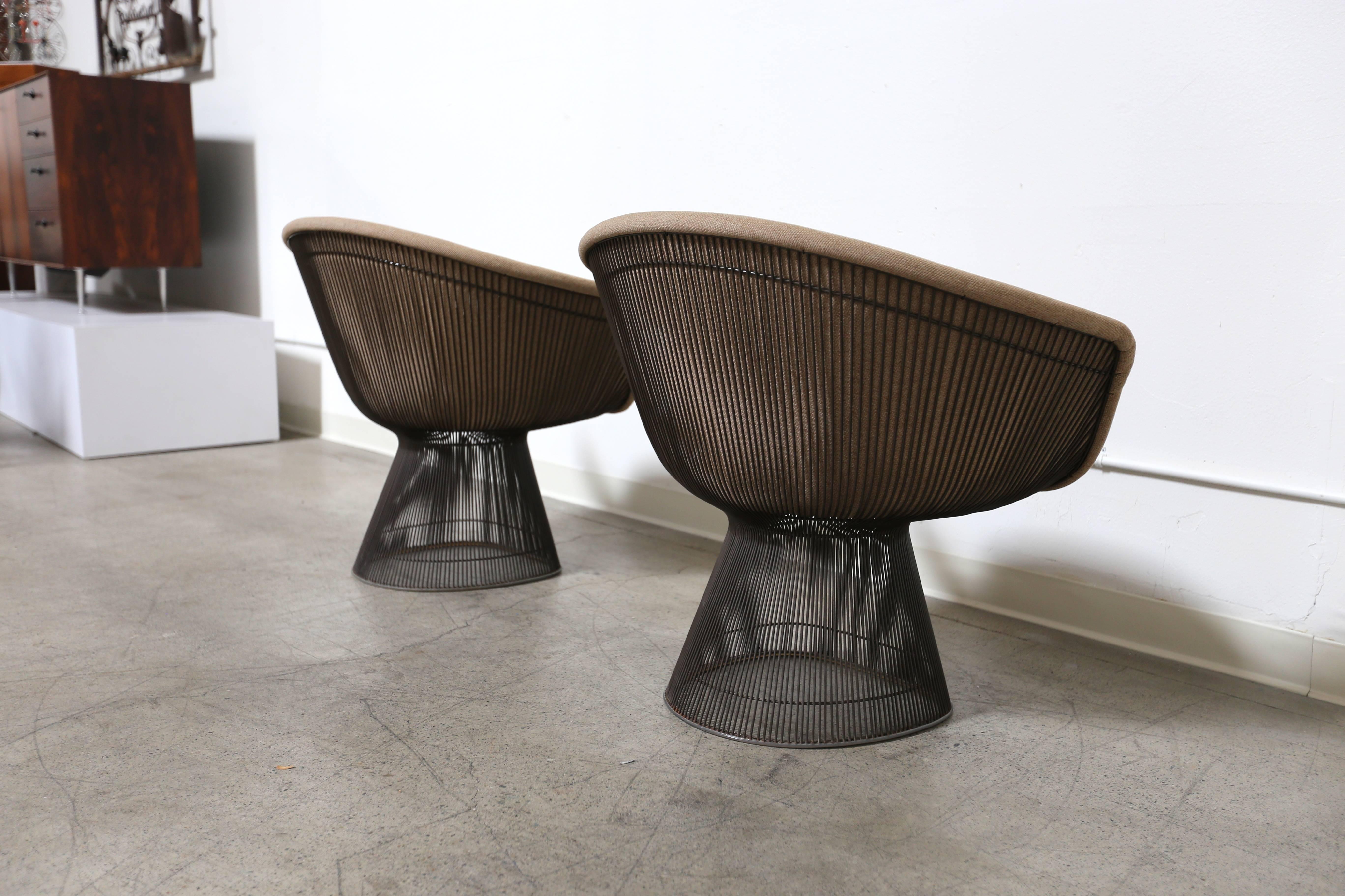 American Warren Platner Bronze Lounge Chairs