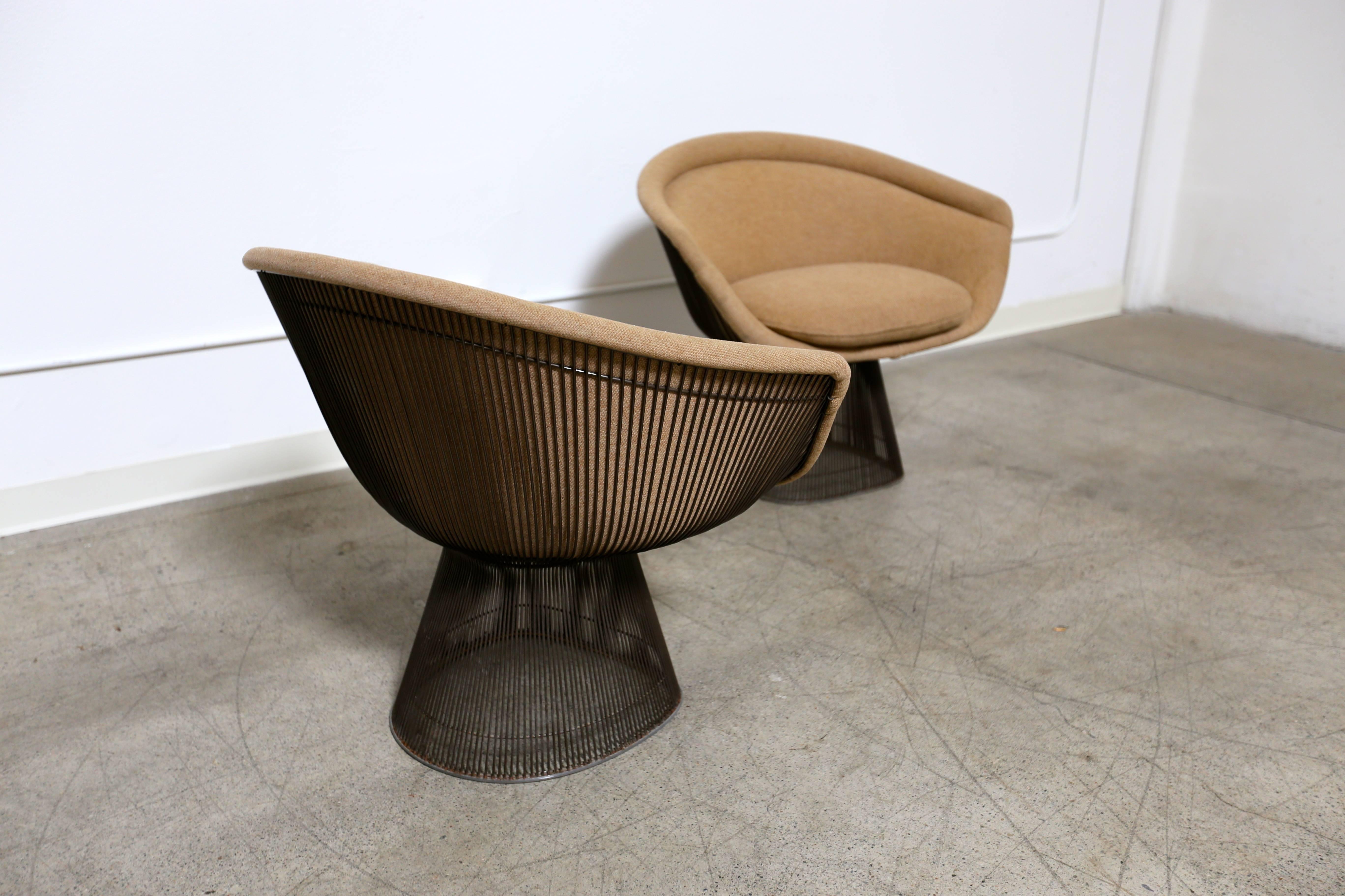 Mid-Century Modern Warren Platner Bronze Lounge Chairs