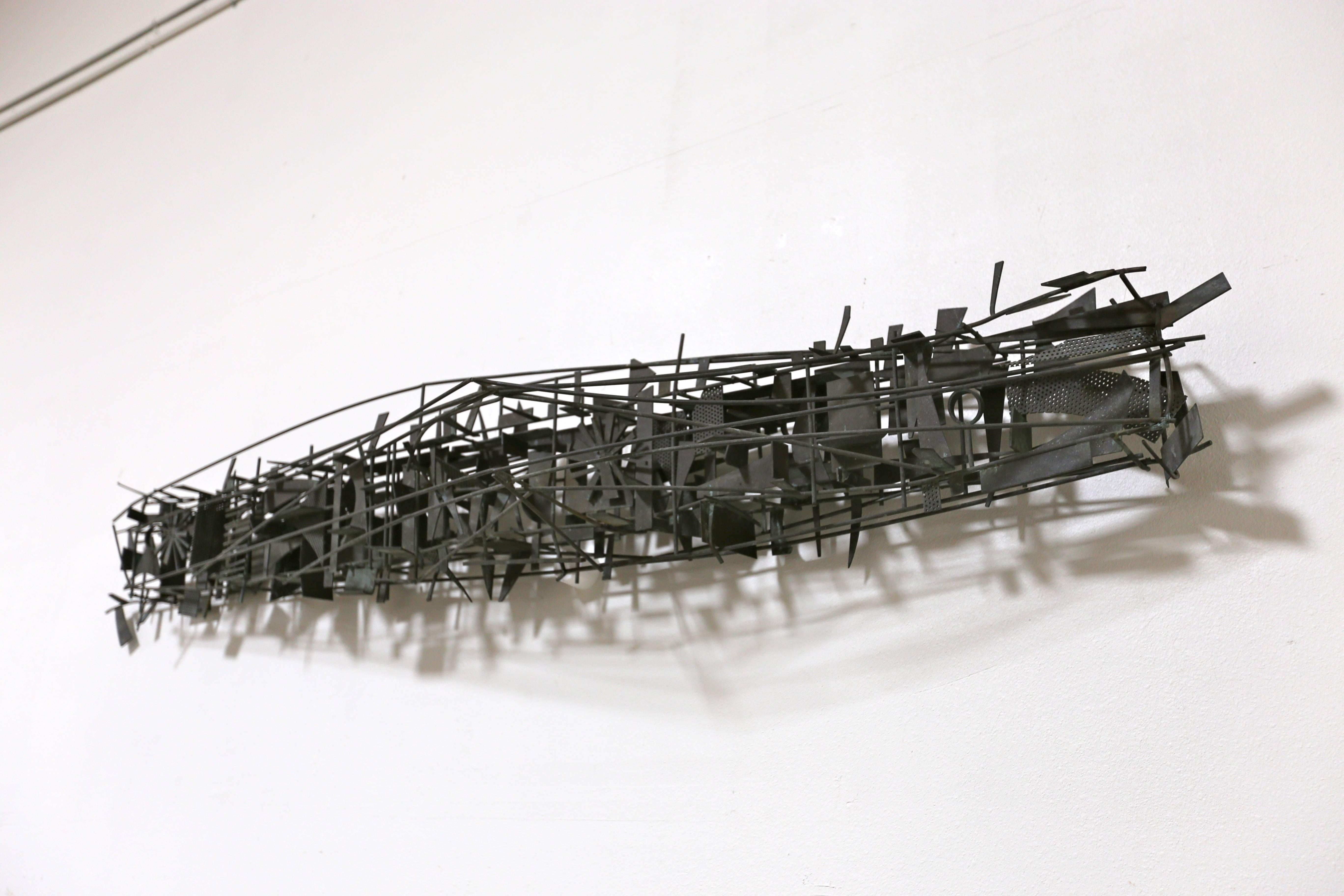 Phenomenal wall sculpture by Artist Clifford Nelson. This piece measures 100" long, circa 1960. = MOVING SALE!!!!!!